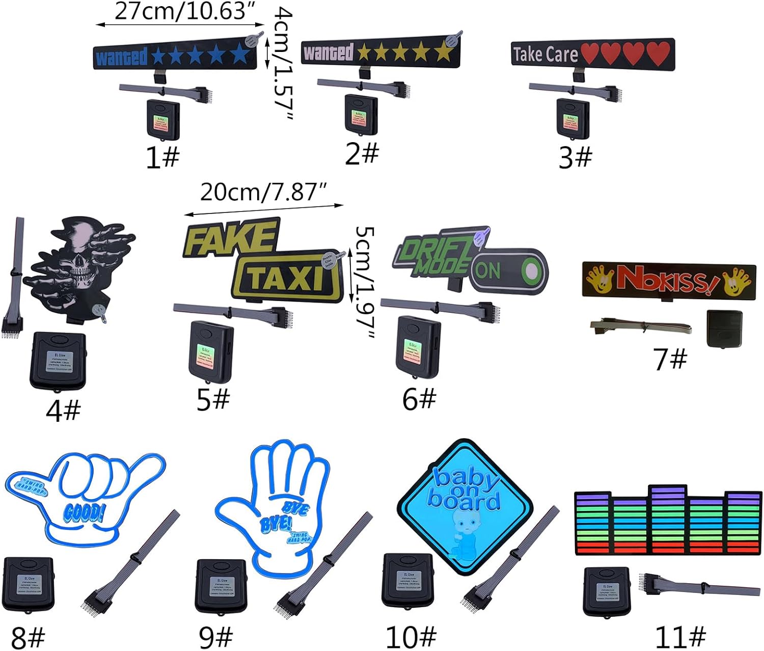 Adhesivos luminosos reflectantes LED aptos para ventana trasera de automóvil, calcomanías de calavera falsa, taxi, modelo de deriva, accesorio para