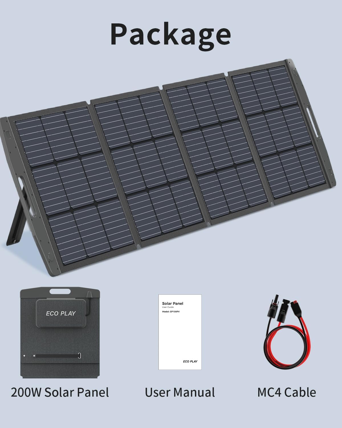 Panel solar, kit de cargador de batería de panel solar portátil plegable con soporte ajustable, bolsa de almacenamiento de cable, cable MC4,