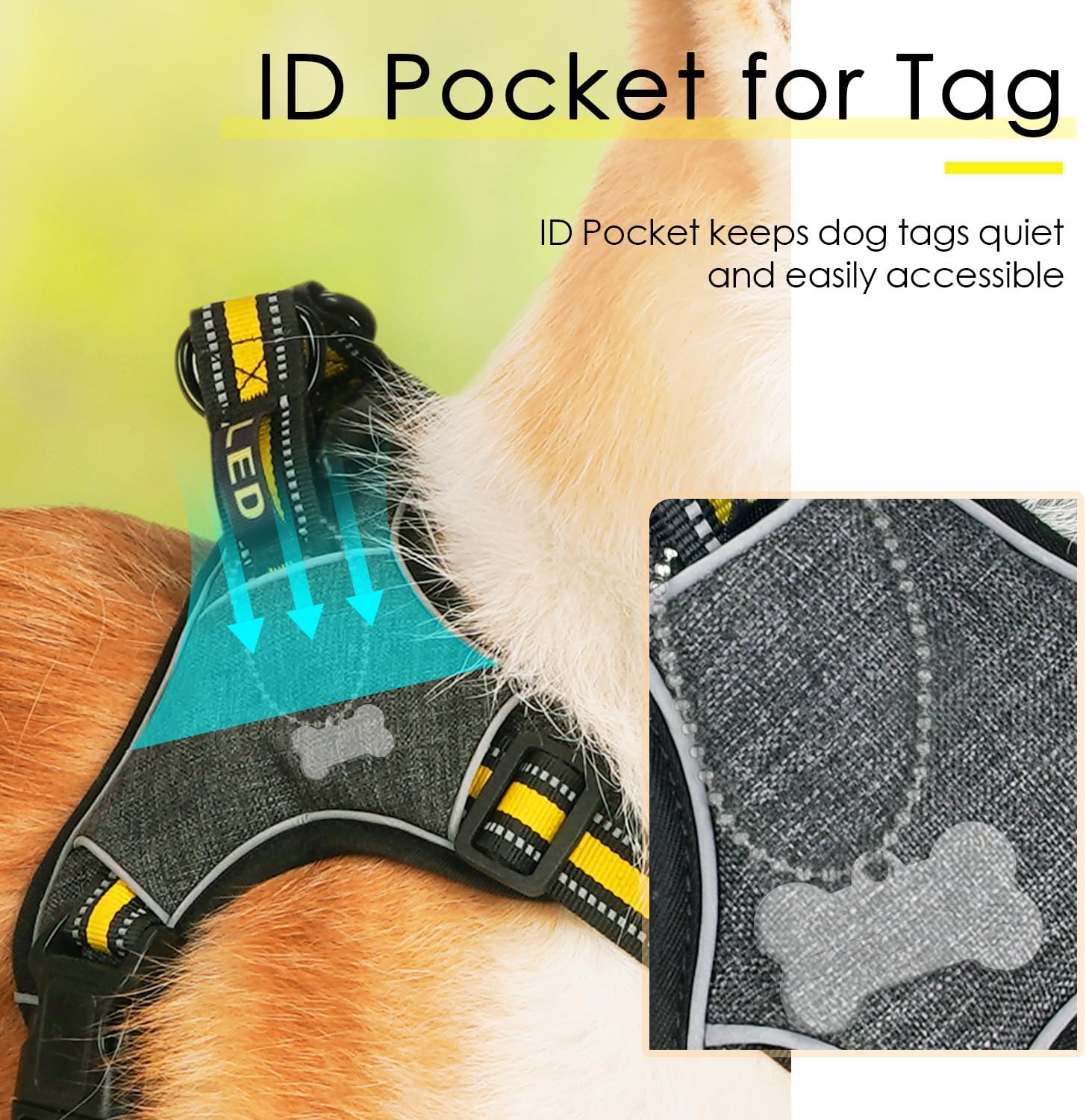ThinkPet Arnés para perro para perros grandes, arnés de chaleco para perro con clip frontal, sin tirones, sin estrangulamiento, a prueba de escape,