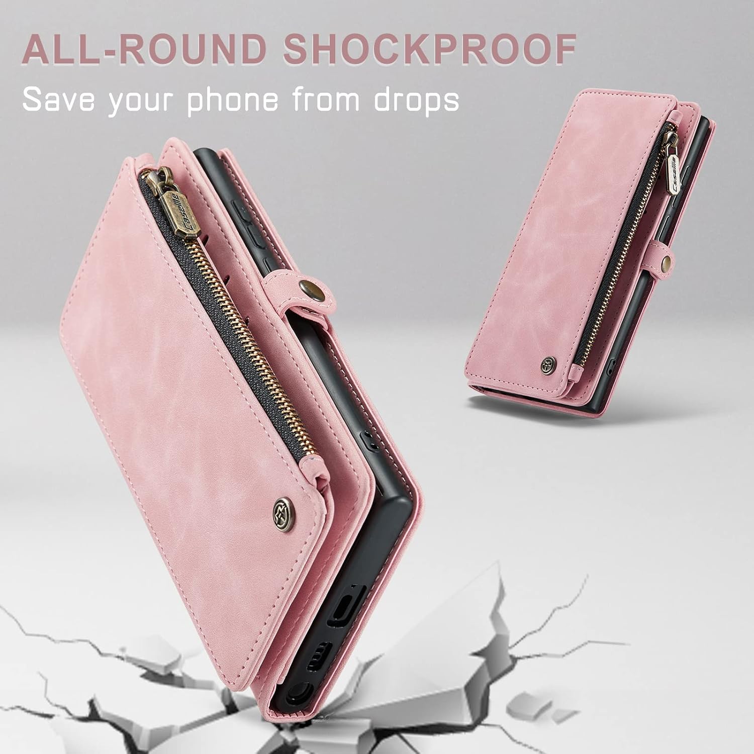 Defencase Funda para Samsung Galaxy S23 Ultra, para Samsung S23 Ultra Wallet para mujeres y hombres, funda de piel sintética de moda con correa