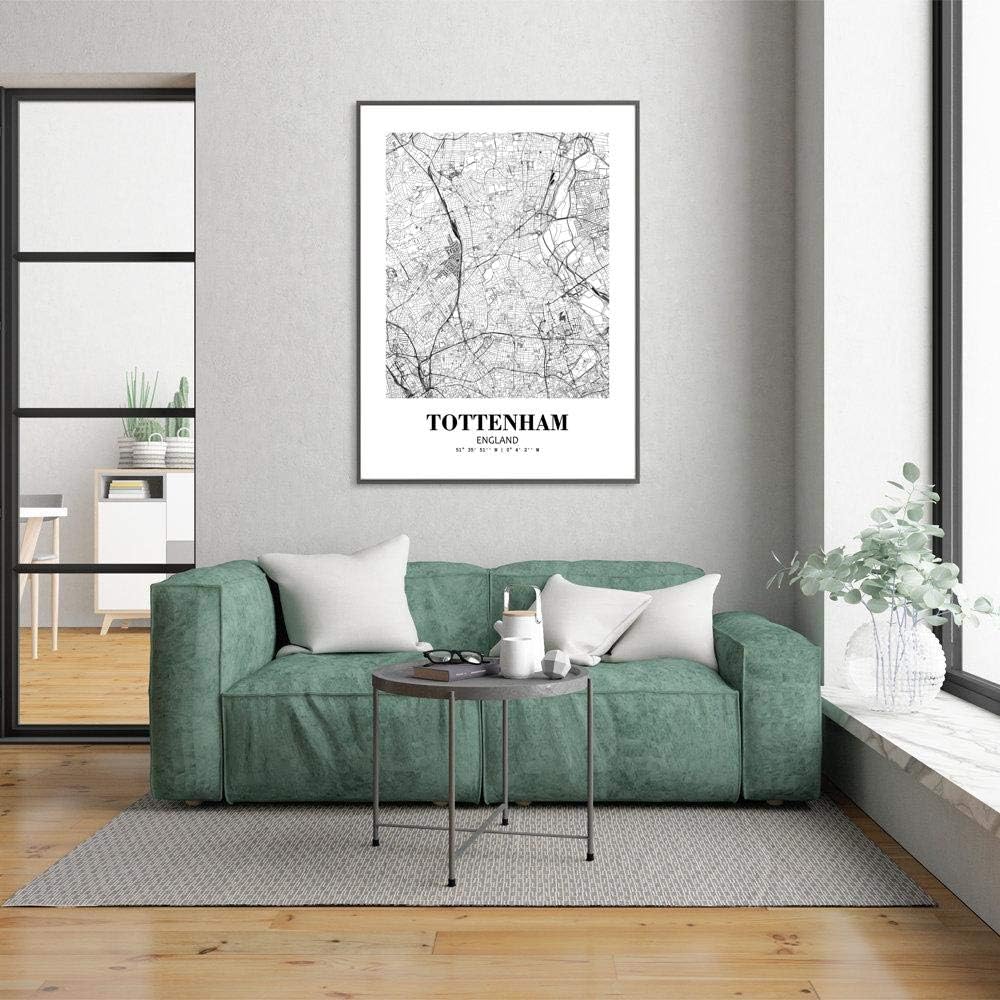11 x 14 sin marco Tottenham Inglaterra vista de la ciudad abstracta camino moderno mapa arte impresión póster pared oficina decoración del hogar