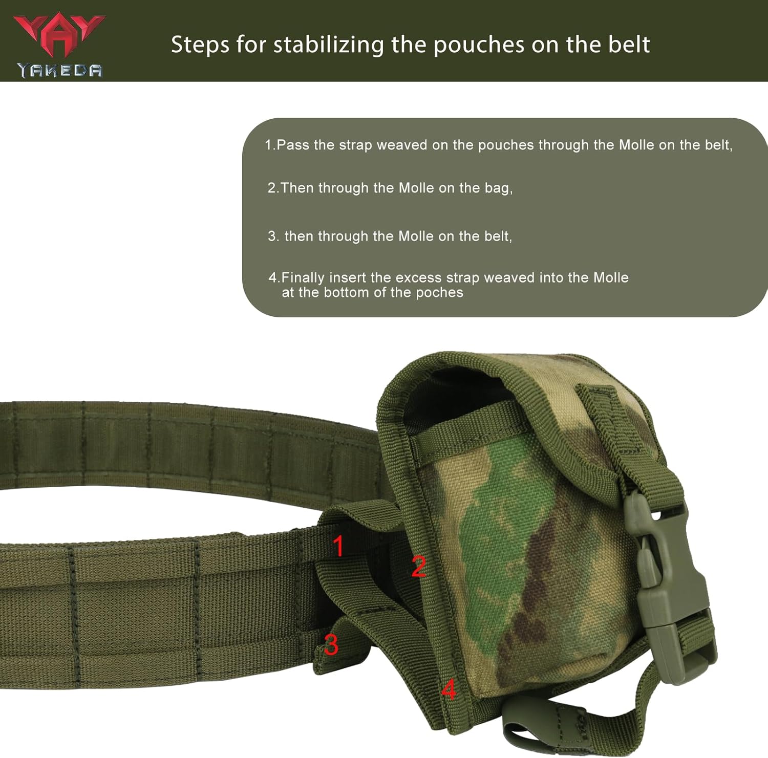 YAKEDA Molle – Cinturón táctico de combate para cinturón de combate de liberación rápida, cinturón de airsoft, cinturones resistentes, 8 piezas