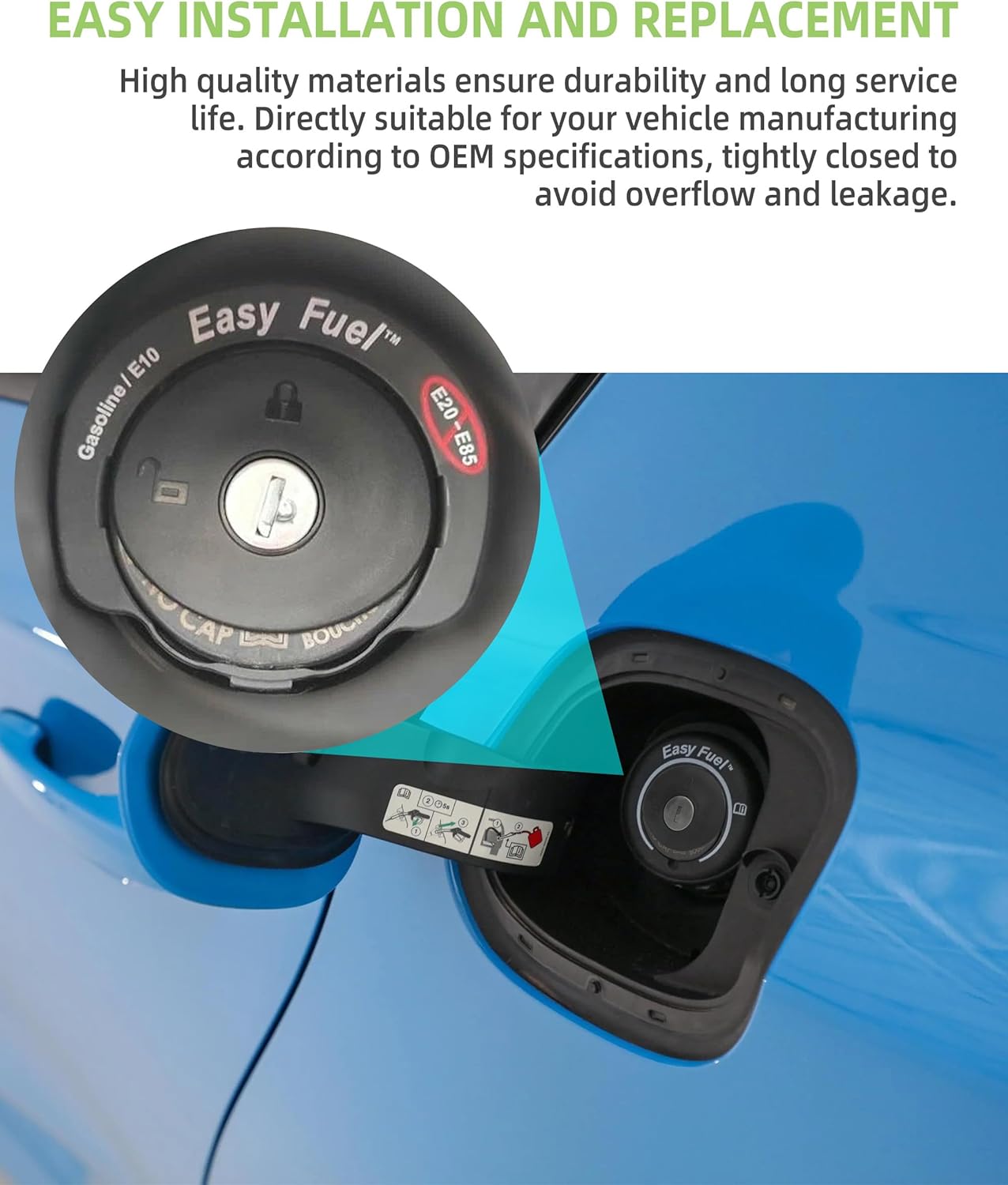 Tapa de gas con bloqueo del tanque de combustible, tapón de llenado de combustible, tapa de gas con llaves, accesorios de automóvil, enchufe de