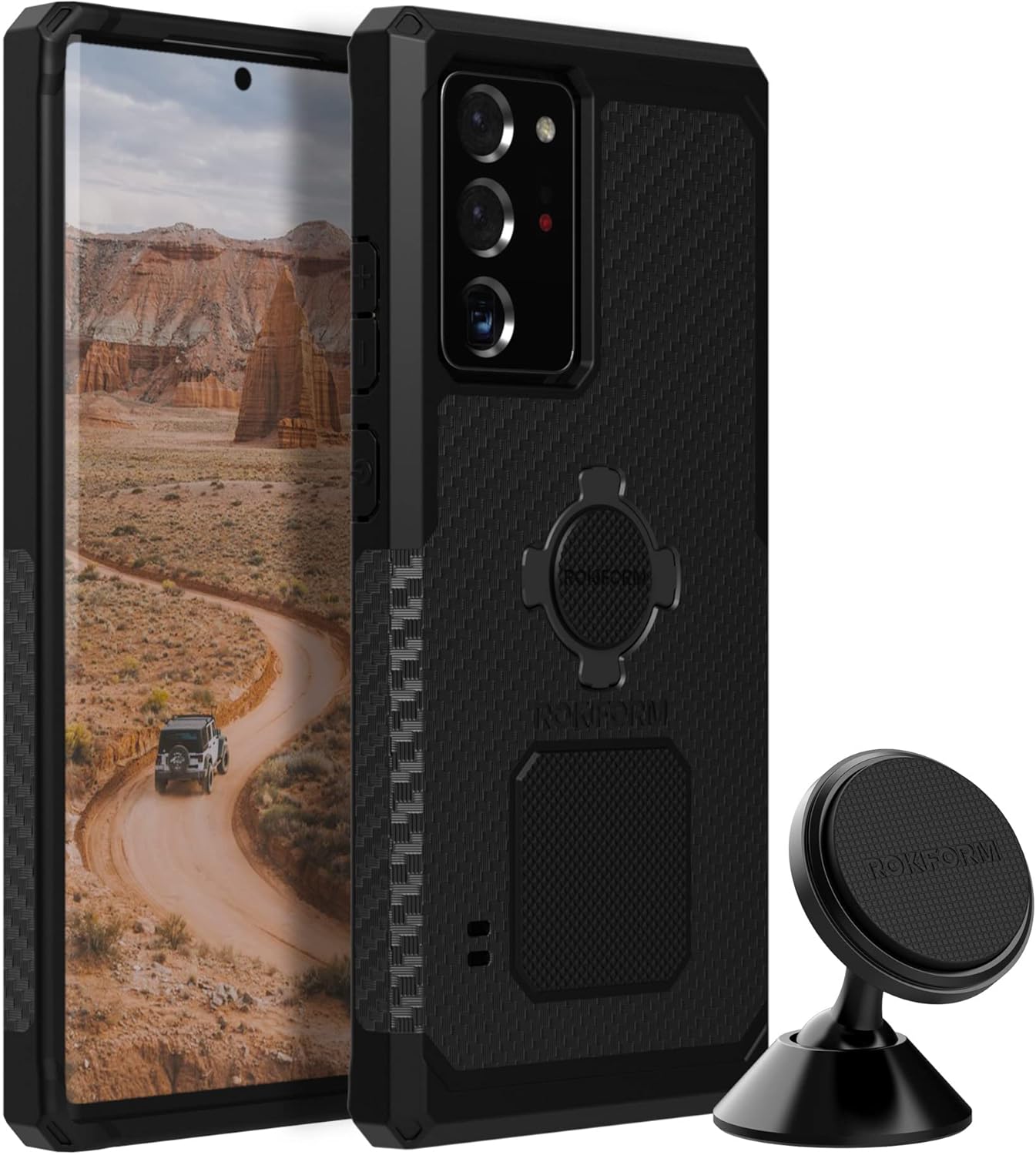 Rokform – Funda ultra resistente para Galaxy Note 20 + soporte giratorio para teléfono para automóvil, camión o camioneta
