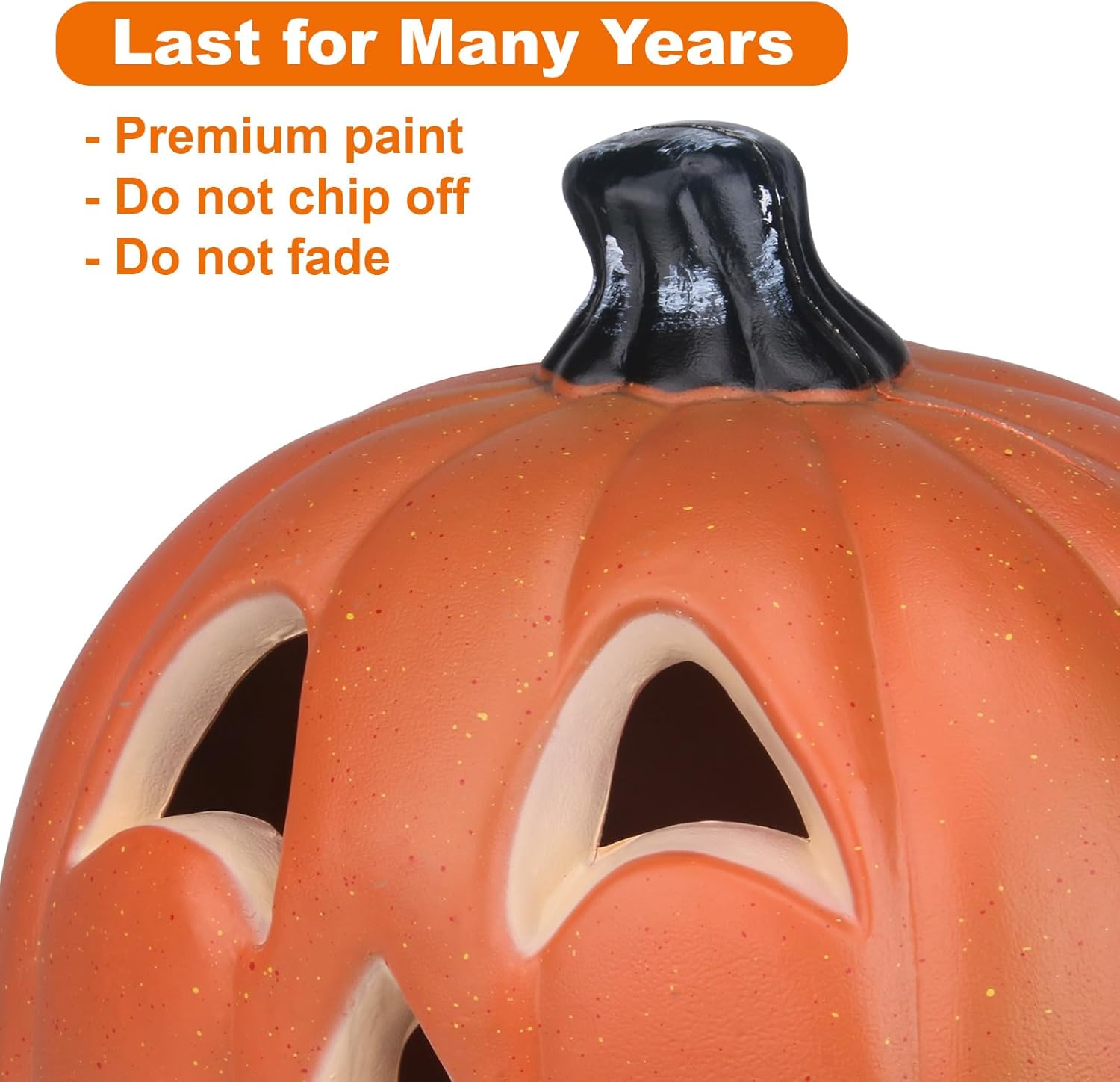 Farol de Halloween, calabaza iluminada con foco LED que funciona con pilas, decoración de calabaza para interiores y exteriores, 10pulgadas