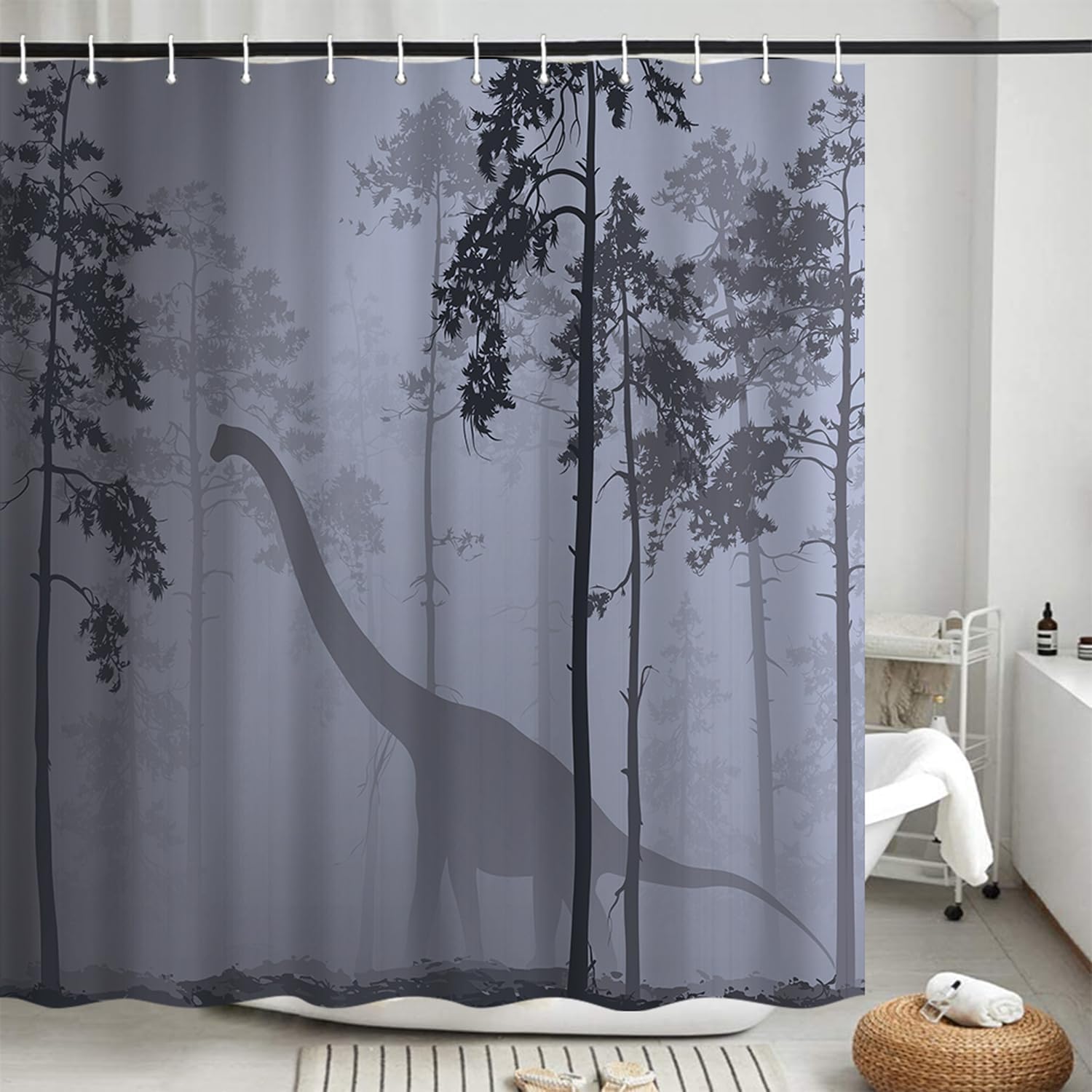 Cortina de ducha de dinosaurio del bosque, salvaje, Raptor Jurásico salvaje, dinosaurio, animales, niños, cortinas de bañera para baño, decoración