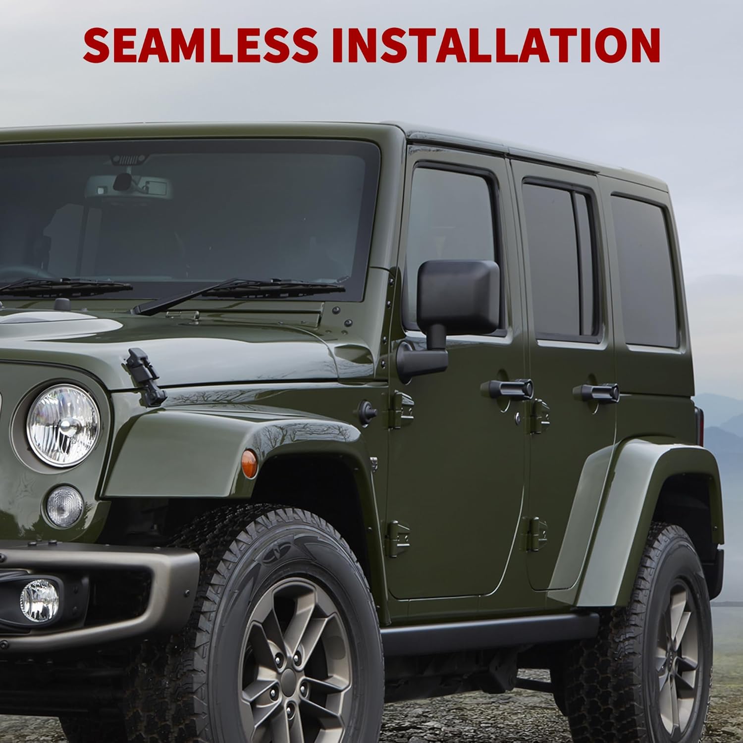 YITAMOTOR Espejo lateral izquierdo del conductor compatible con Wrangler JK 2007 2008 2009 2010 2011 2012 2013 2014 2015 2016 2017 Espejo retrovisor