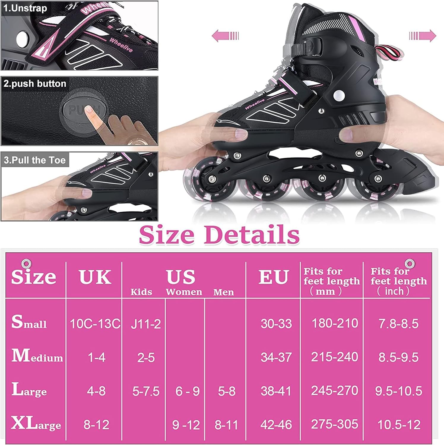 Patines en línea ajustables para niños y adultos, patines de rendimiento con ruedas iluminadas, ideales para jóvenes, niños y niñas, hombres y