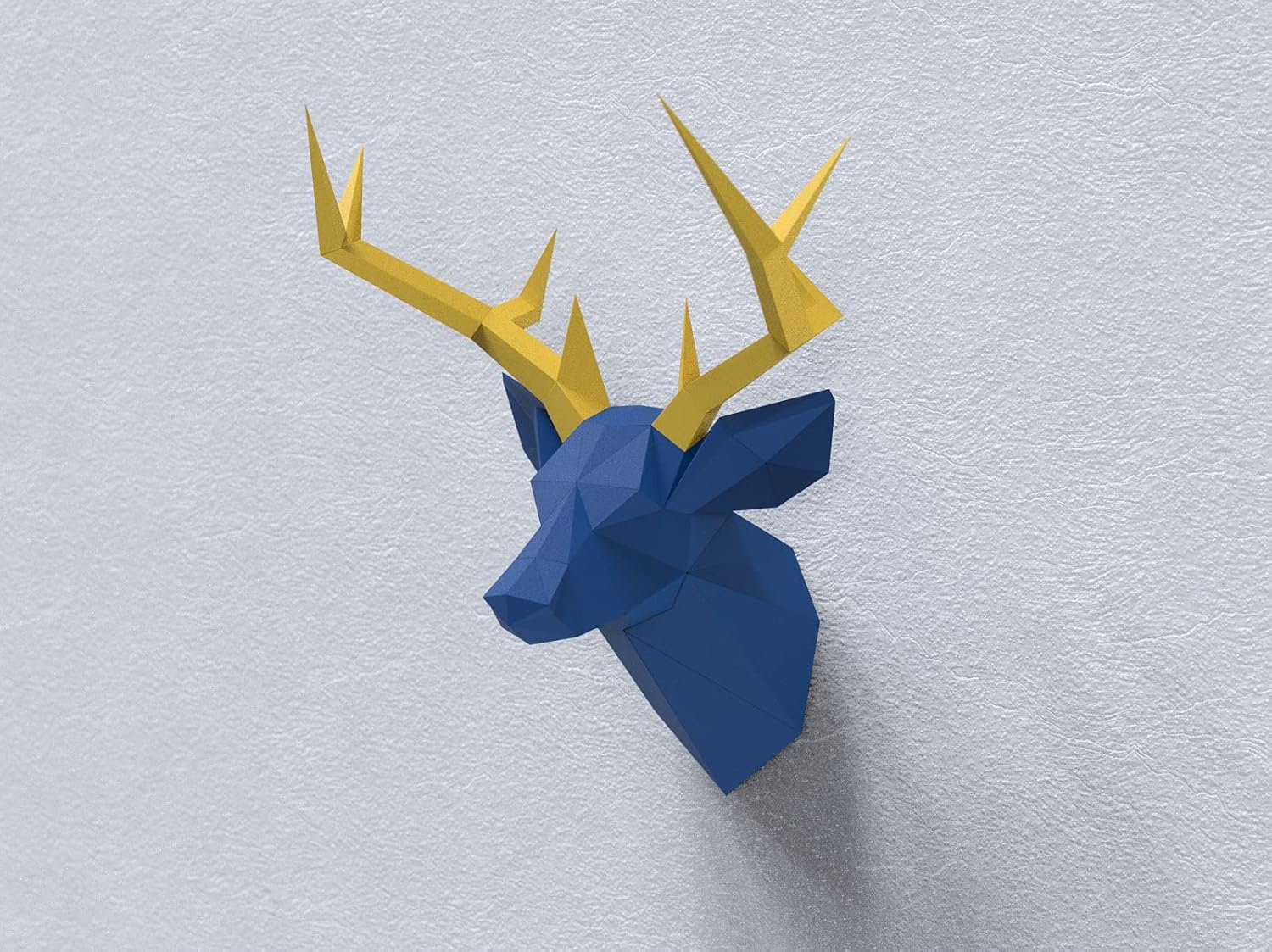 Deer Head Paper Sculpture,Pre-cut DIY Papercraft Kit,Handmade Wide Animal Figurine,Multi Color,Low Poly Wall Decor,All Accessories Included