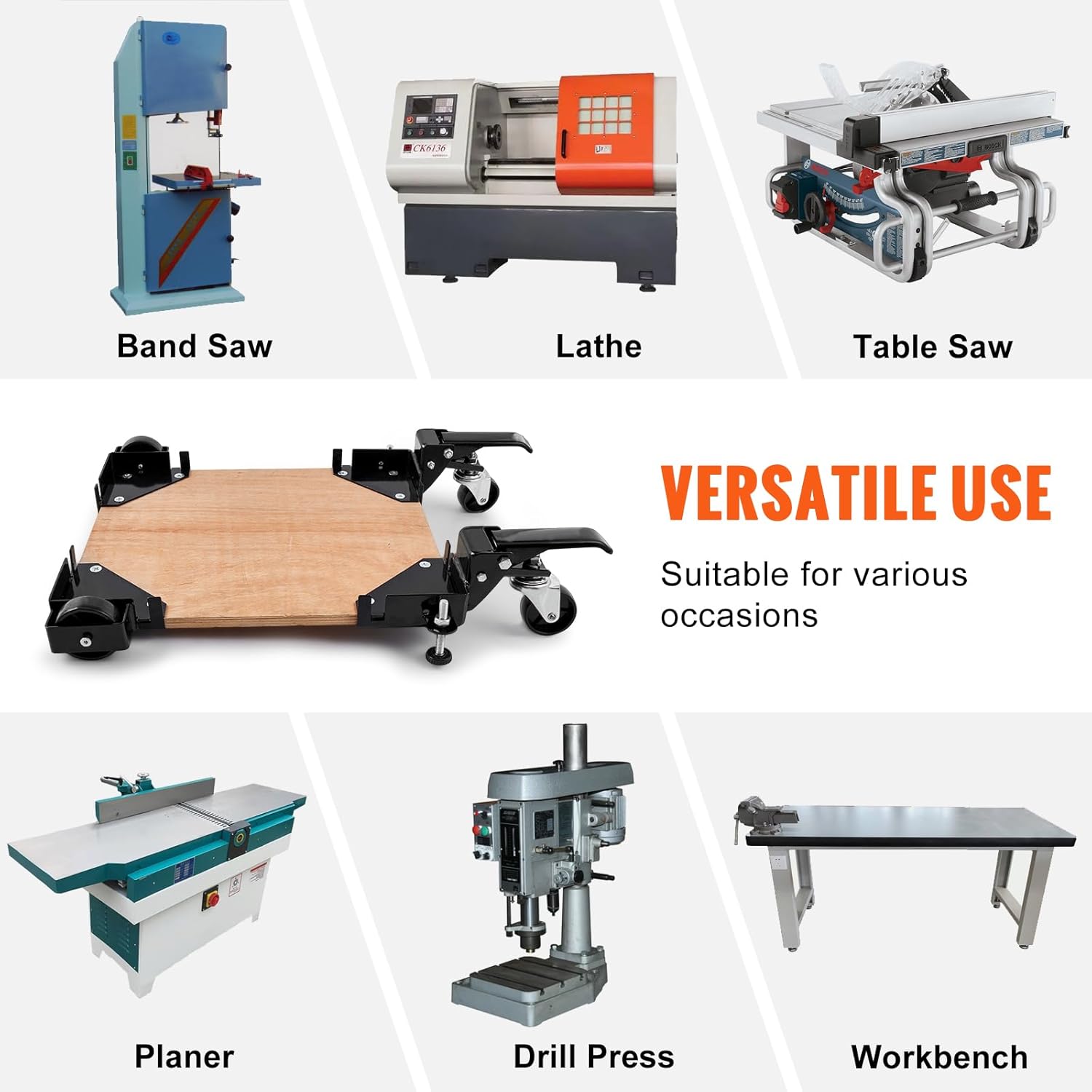 VEVOR Base móvil, capacidad de peso de 400 libras, ajustable de 12 x 12 pulgadas a infinito, soporte de base móvil universal resistente con ruedas