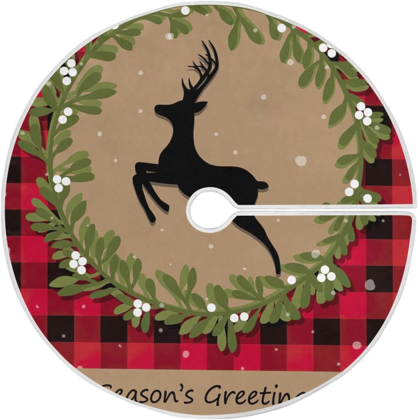 Faldas clásicas para árbol de Navidad con tarjeta de Navidad, decoración de suelo de árbol de Navidad, 47.2 pulgadas, lavable a máquina, decoración