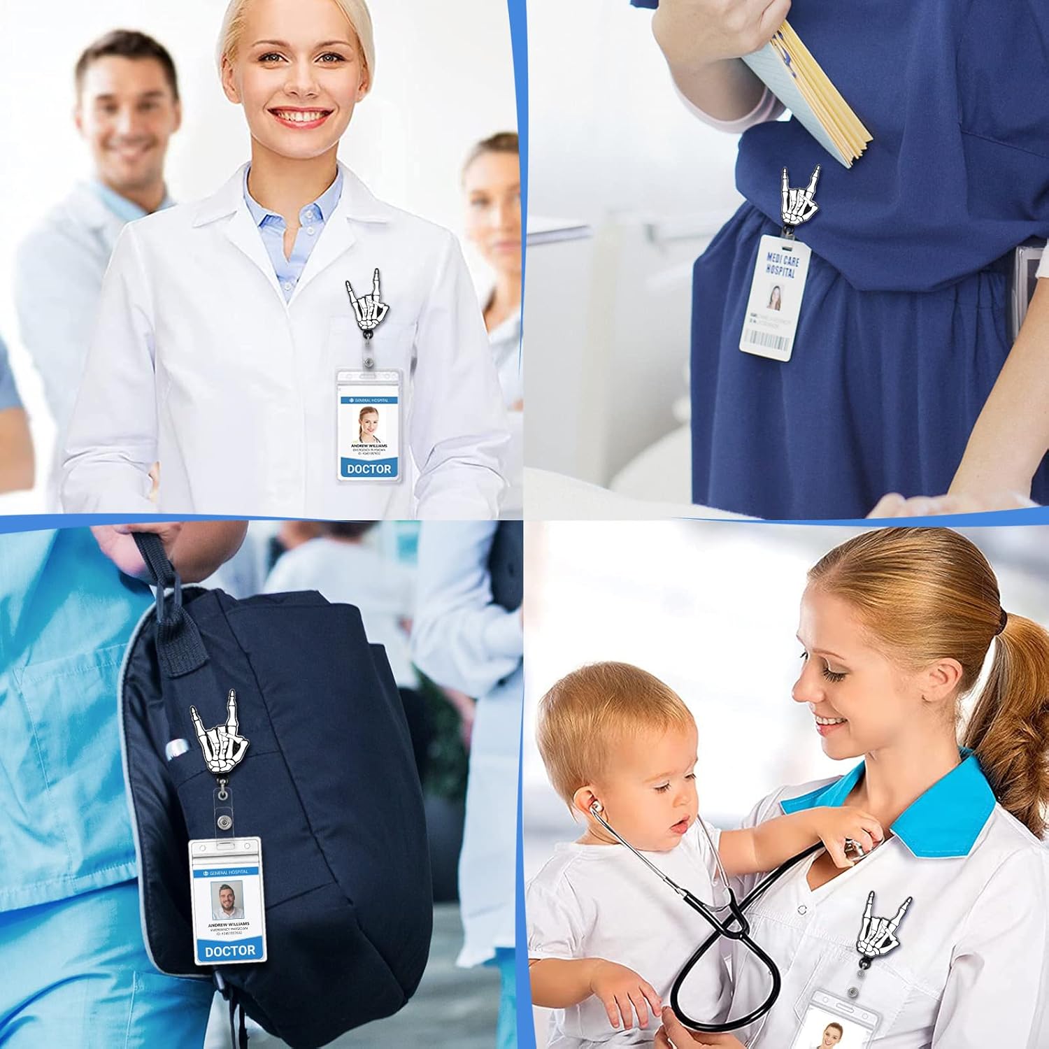 Soporte retráctil con clip de identificación para enfermera, enfermería, etiqueta, tarjeta, lindo, divertido, radiología, tecnología de rayos X,