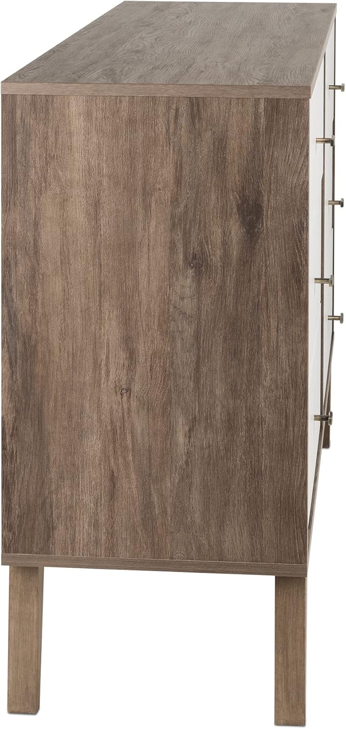 Prepac – Cómoda Milo Mid Century Modern, 6 cajones, multicolor