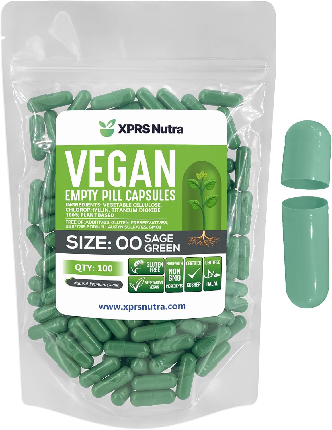 XPRS Nutra Cápsulas vacías de tamaño 00  Cápsulas veganas vacías  Cápsulas de píldoras vacías vegetarianas  Llenado de cápsulas vegetales  Cápsulas