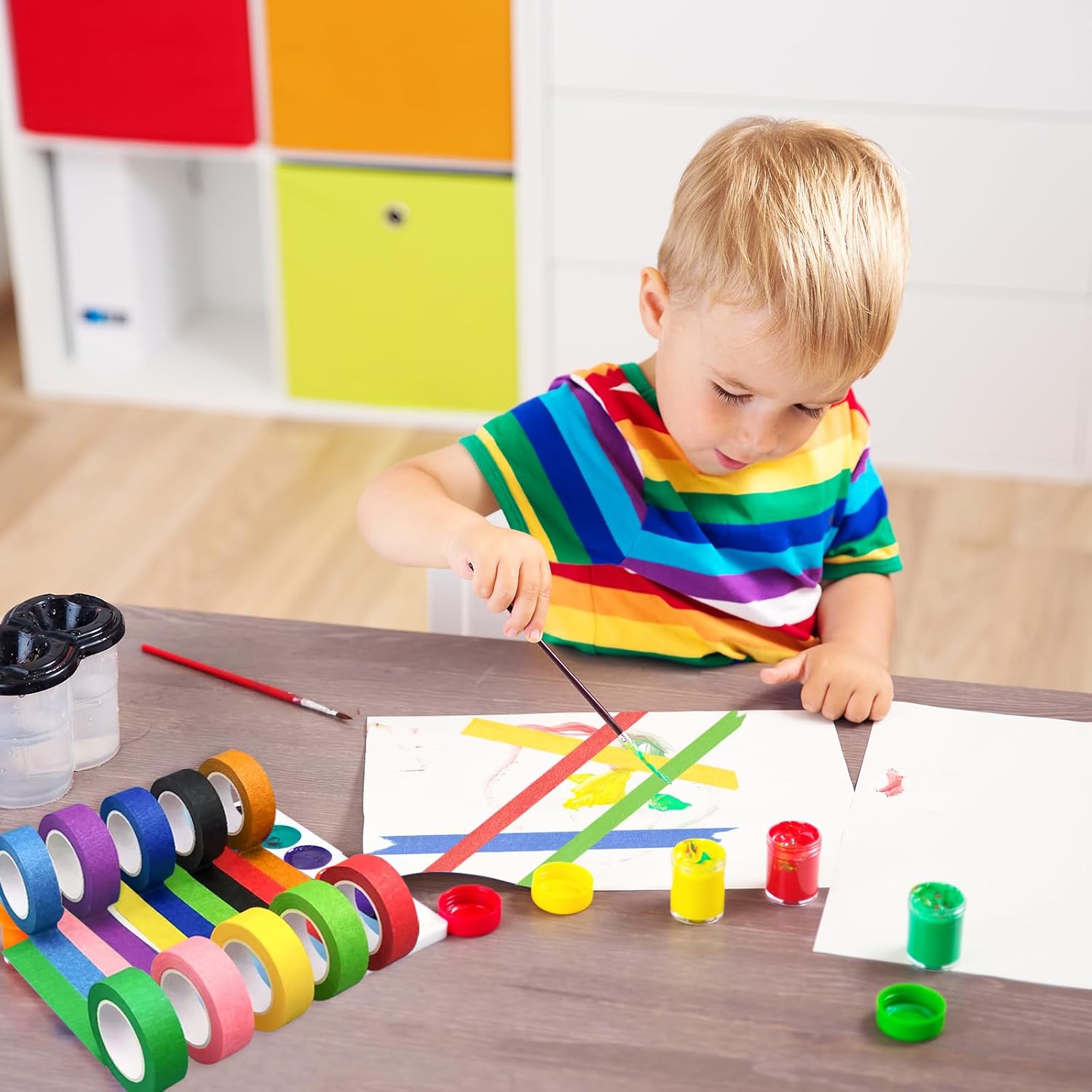 LRCXL Cinta adhesiva de colores, 10 rollos  1 pulgada x 327 pies de cinta para pintores de colores del arco iris, cinta de manualidades, cinta de