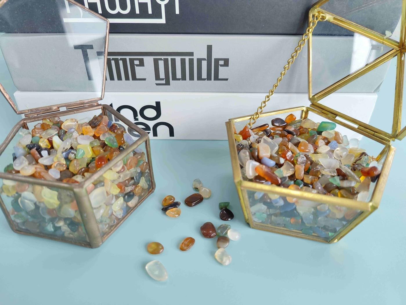 MAIBAOTA Chips de cristal natural a granel, pequeñas piedras pulidas trituradas, piezas de cuarzo de cristal triturado, piedras decorativas