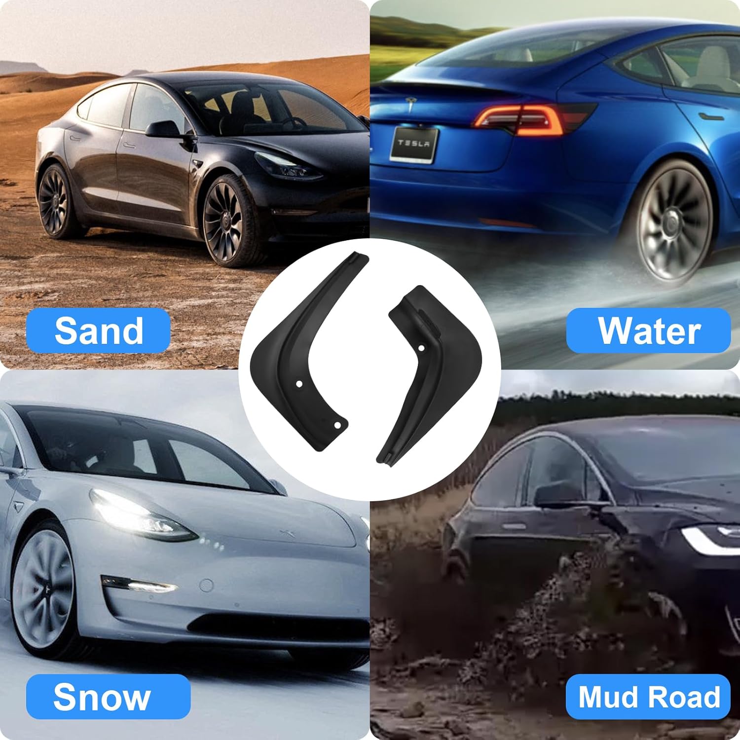 Tesla Model 3 – Juego de 4 protectores contra salpicaduras para Tesla Model 3, 2023, 2022, 2021, modelo 3, protección sin necesidad de taladrar,