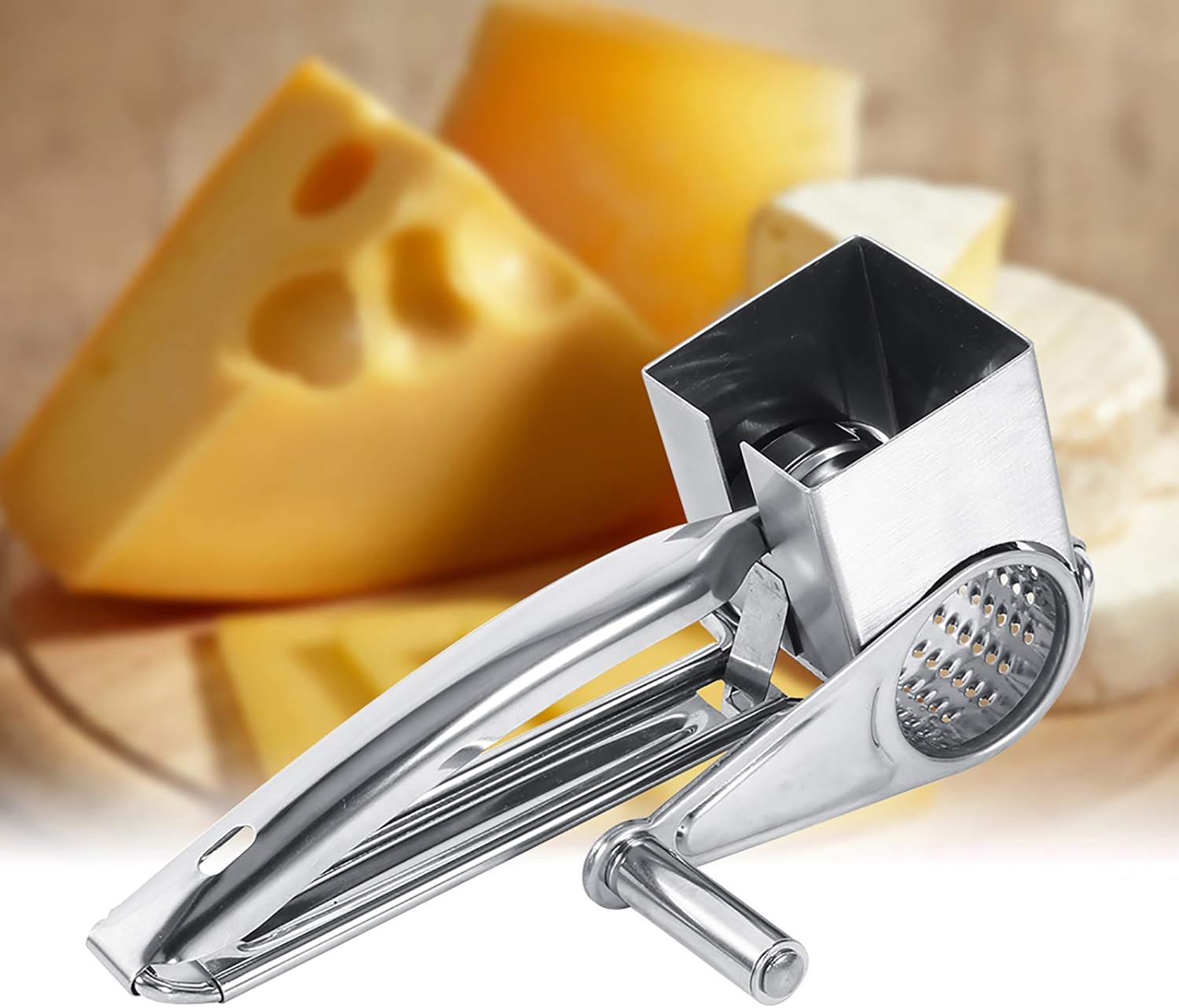 CHICIRIS Rallador de queso rotativo, rallador manual de queso de acero inoxidable, multifuncional manual de mano, triturador de queso, cortador para