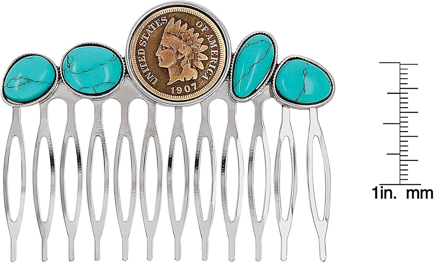 Indian Head Penny Coin Peine para el pelo  Moneda original de Estados Unidos de un centavo  Accesorio de peinado  Certificado de autenticidad,