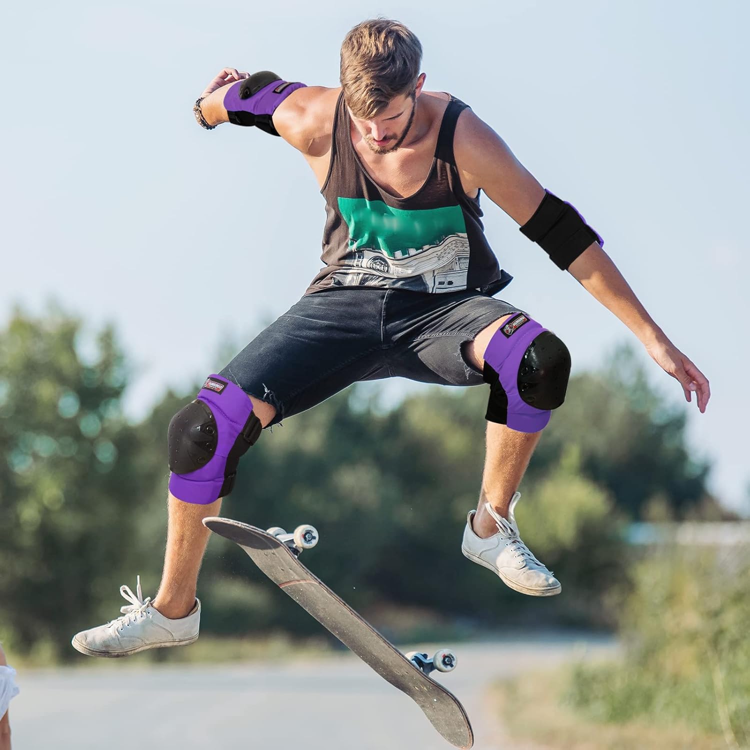 Haomaomao Rodilleras para adultos y niños, coderas, muñequeras, equipo de protección para patinaje, patinaje en línea, ciclismo, BMX, bicicleta,