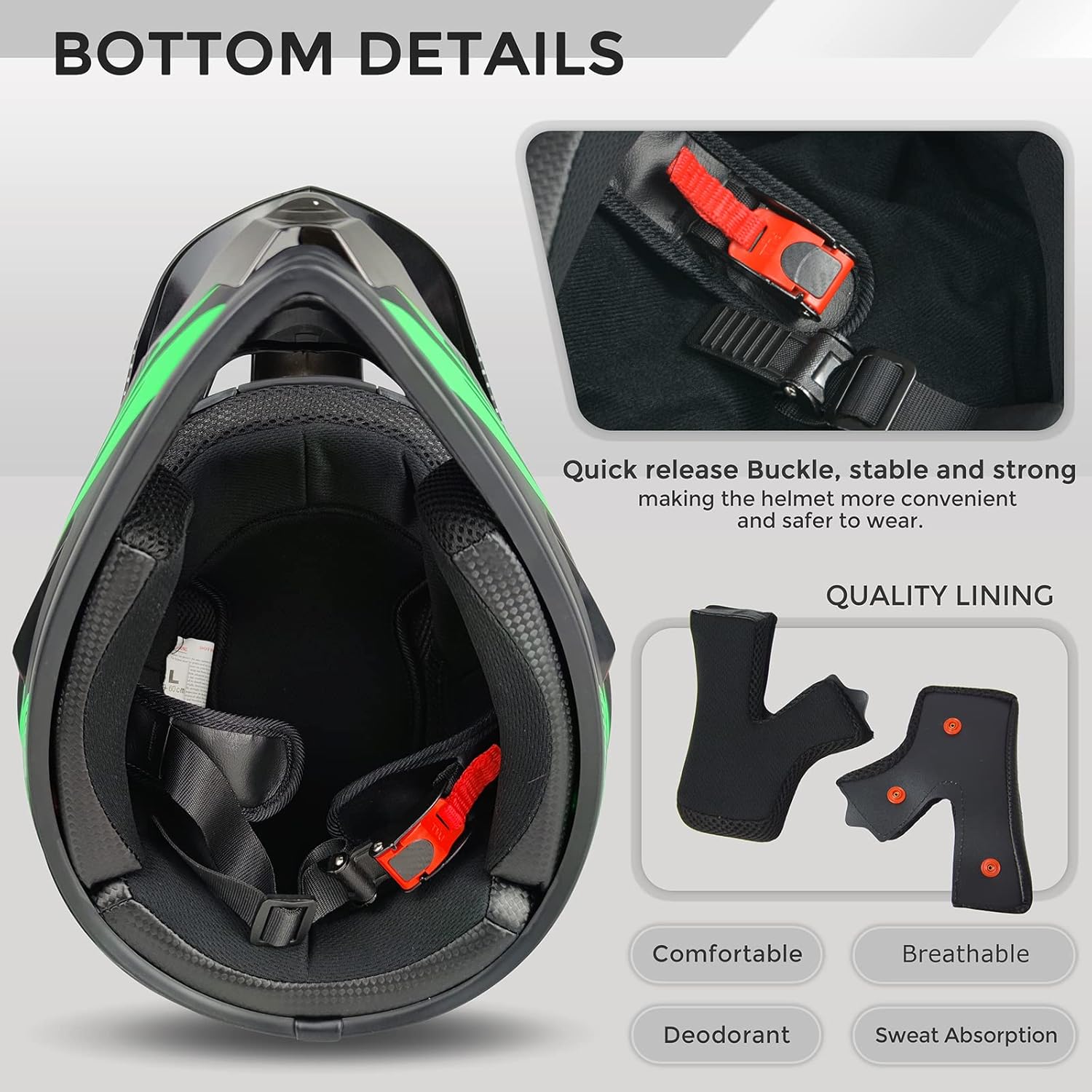 Casco de motocross, casco de motocicleta ATV ATV para jóvenes y adultos, casco de bicicleta de montaña BMX de 4 ruedas para niños, certificado DOT,