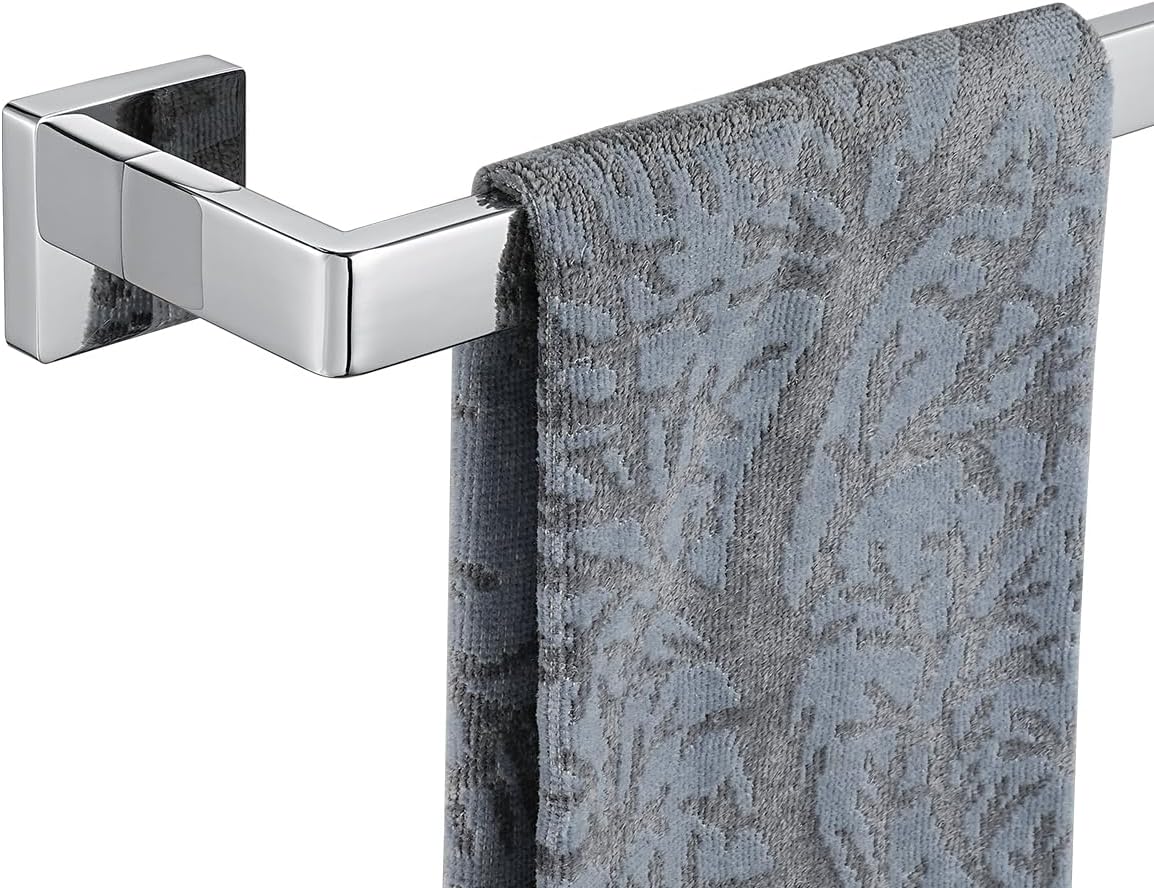 JQK Toallero de baño cromado, 30 pulgadas, acero inoxidable 304 de grosor de 0.031 in, soporte para toallas de baño, soporte de pared cromado