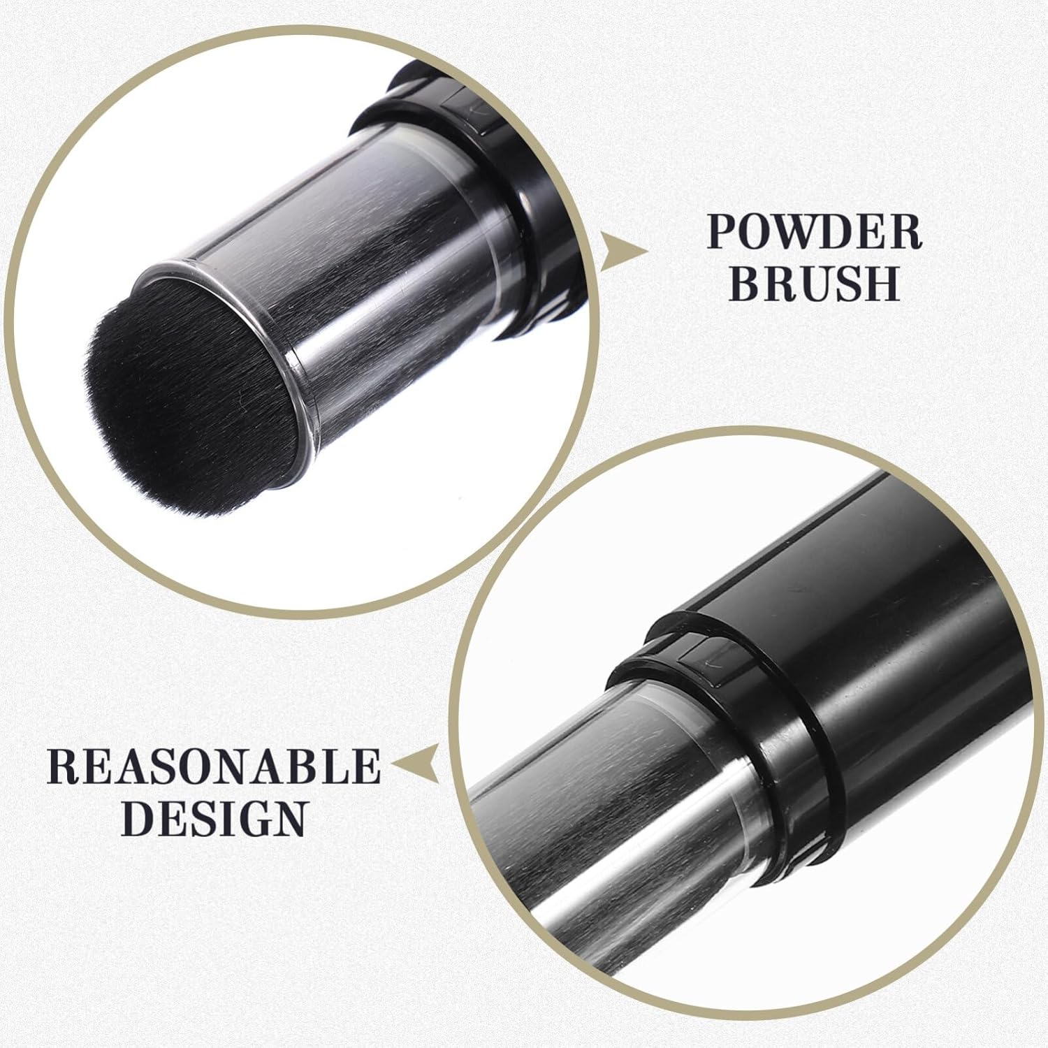 VOSAREA Brocha de base para maquillaje, cepillo para polvo con botella de polvo suelta recargable, frasco, cepillo de viaje para rubor (negro)