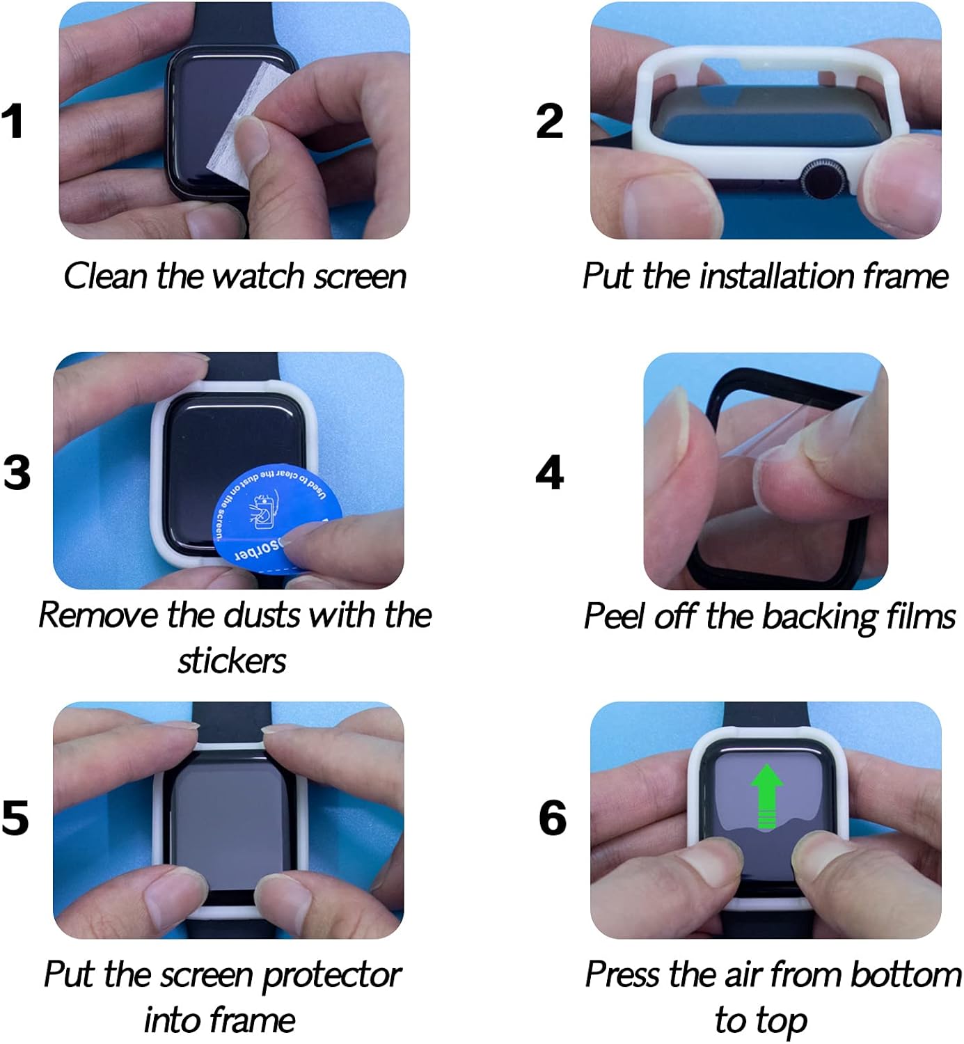 Paquete de 2 Protector de pantalla de vidrio templado para Apple Watch Series 6SE54, cubierta protectora de cobertura completa con borde curvado 3D,