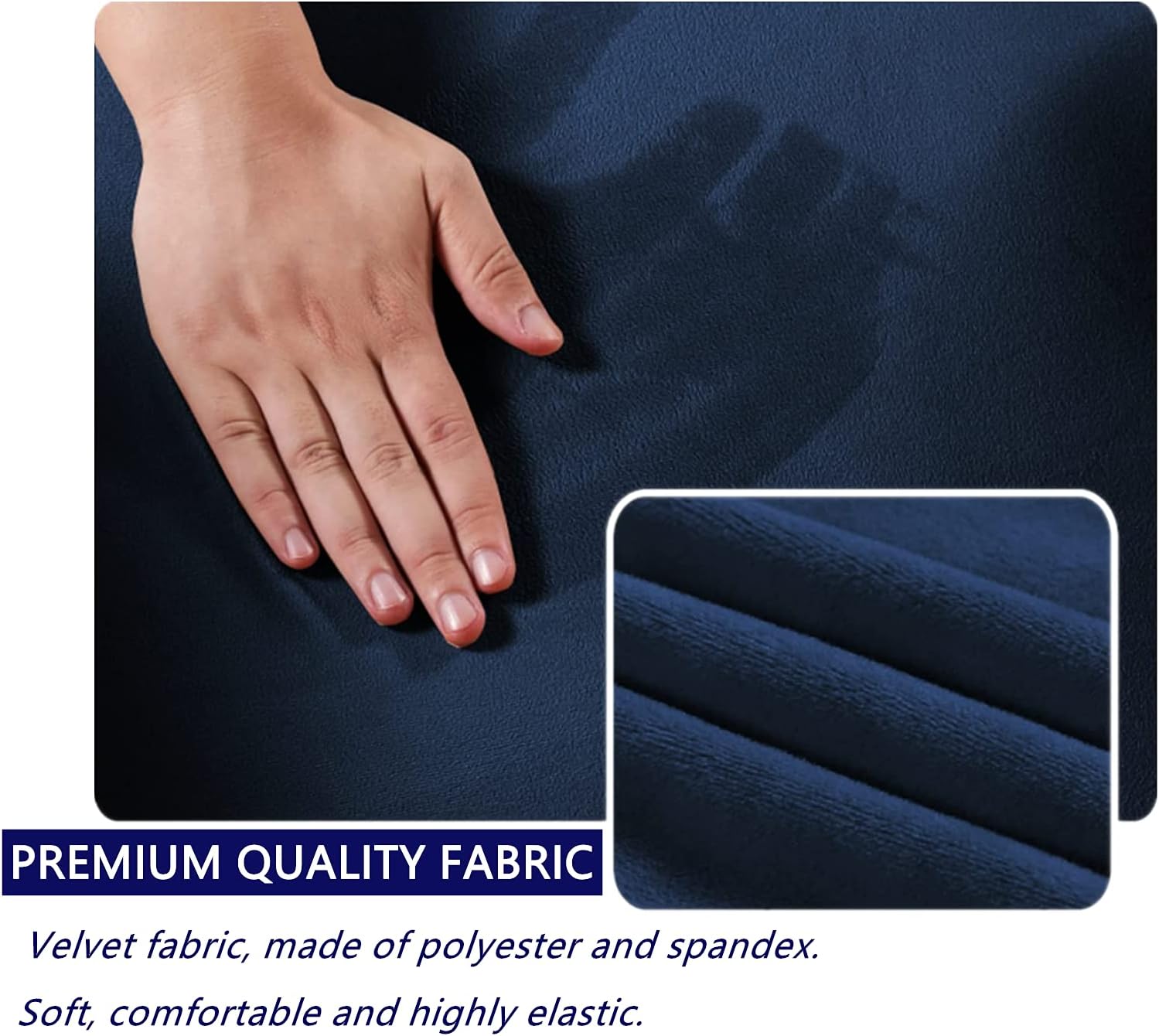 Fundas elásticas para reposabrazos de terciopelo para sillas, sofá, sillón, fundas para sofá reclinable, 2 unidades (azul marino)