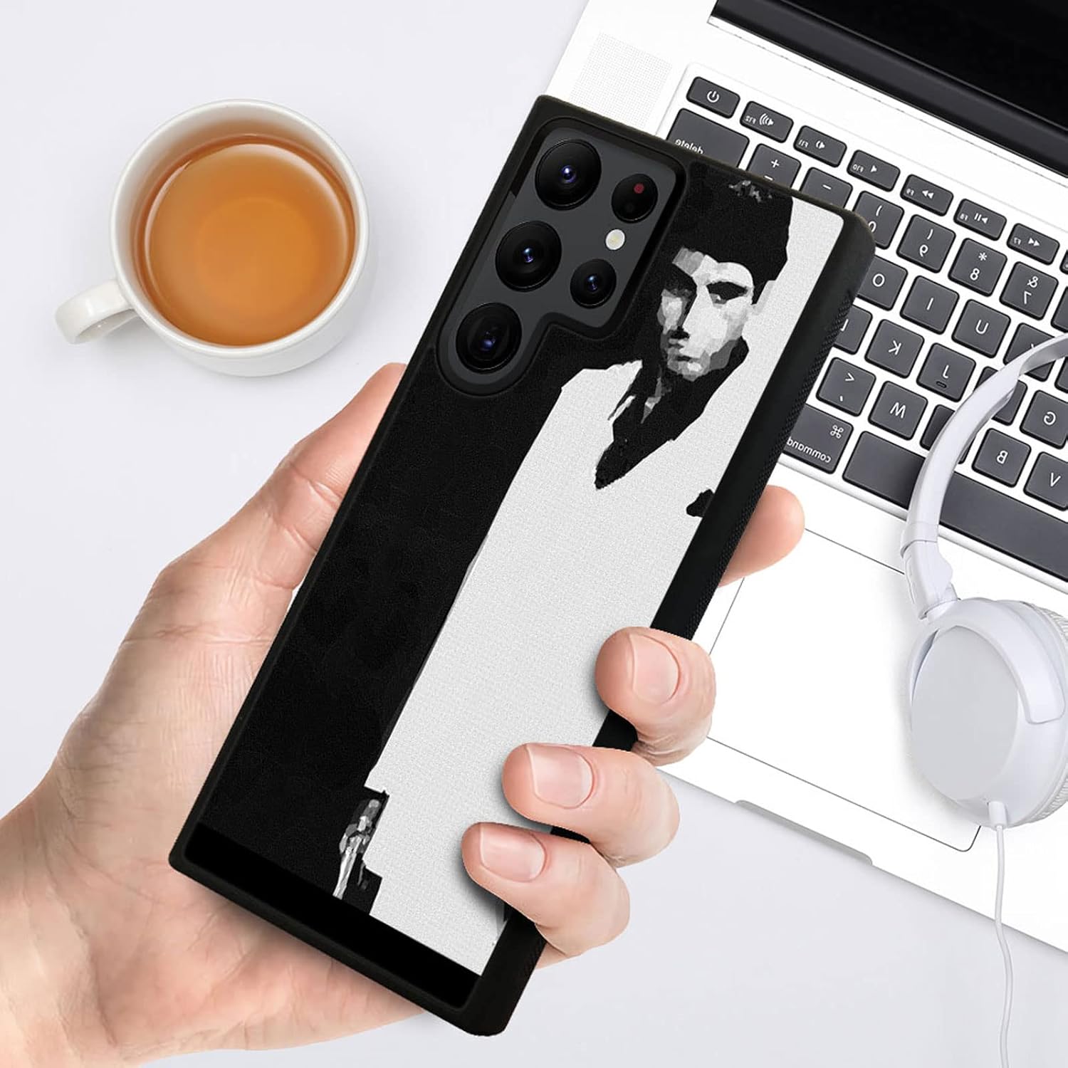 Funda compatible con Samsung Galaxy S22 Ultra, funda para Samsung Galaxy S22 Ultra con patrón de hombre en blanco y negro, para niñas y mujeres,