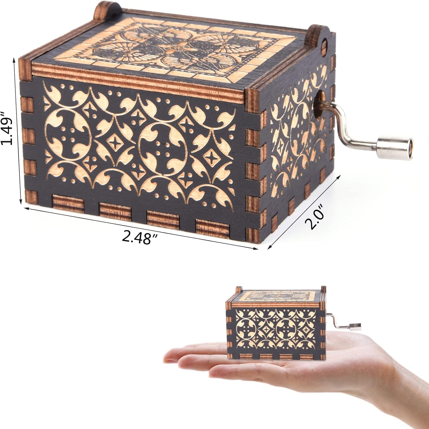You are My Sunshine Wood Music Boxes,Laser Engraved Vintage Wooden Sunshine Musical Box Gifts for BirthdayChristmasValentine’s Day (Black)