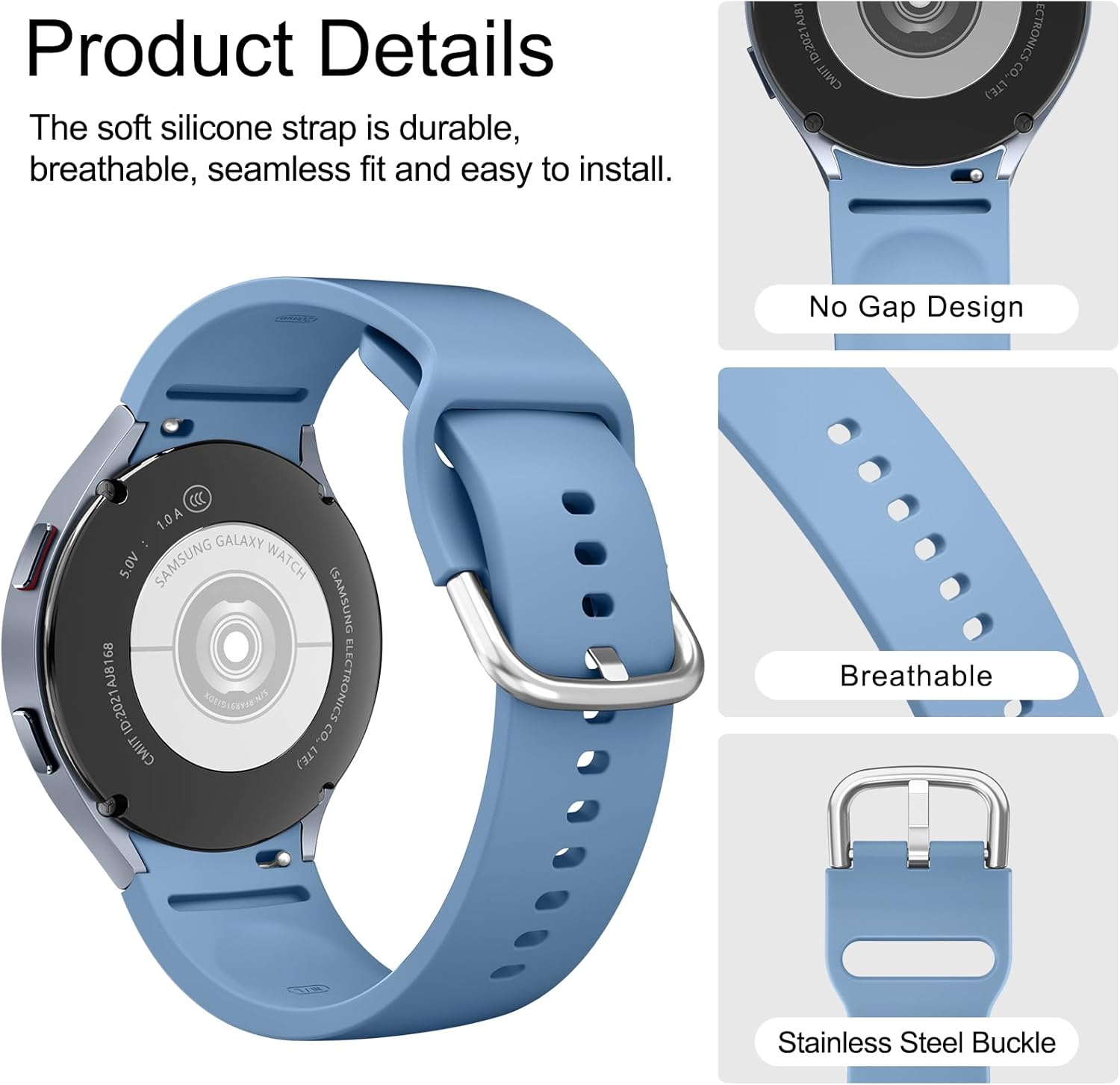 AK Correa de repuesto ajustable para Samsung Galaxy Watch 5 de 1.575 pulgadas, 1.732 pulgadas, Galaxy Watch 5 Pro de 1.772 pulgadas, 0.787 pulgadas,