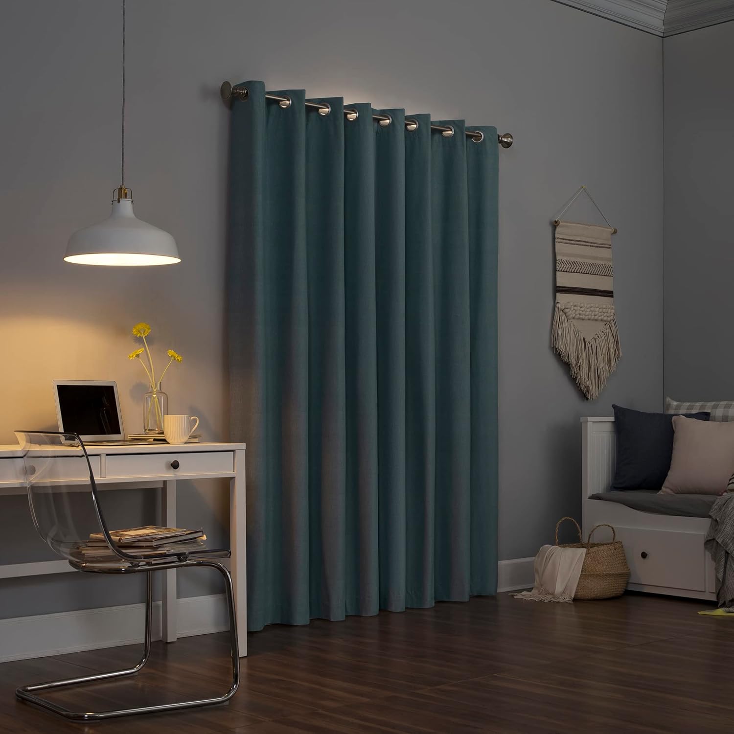 Sun Zero Columbia – Paquete de 2 paneles de cortinas térmicas con ojales, 100 % opacas, ahorro de energía, 50 x 63 pulgadas, azul brumoso