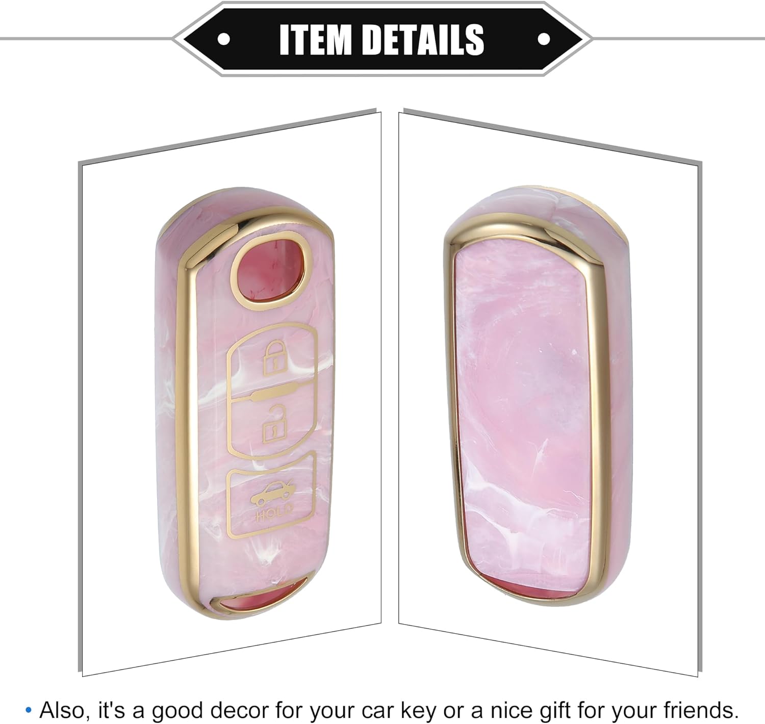Funda para llavero compatible con Mazda CX-3 CX-4, patrón de porcelana de 3 botones, a la moda, suave, TPU rosa, control remoto, sin llave, funda de