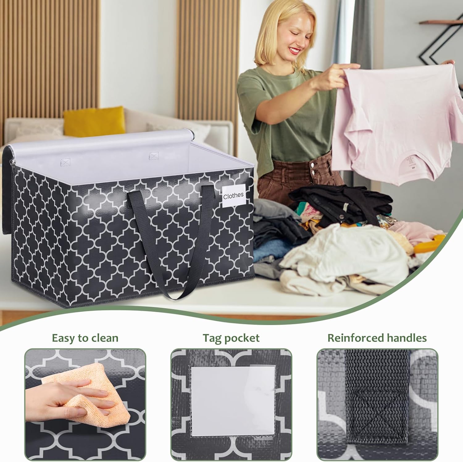 StorageRight Bolsas de mudanza resistentes grandes y fuertes cajas de mudanza con cremalleras de primera calidad y asas de transporte, bolsas de