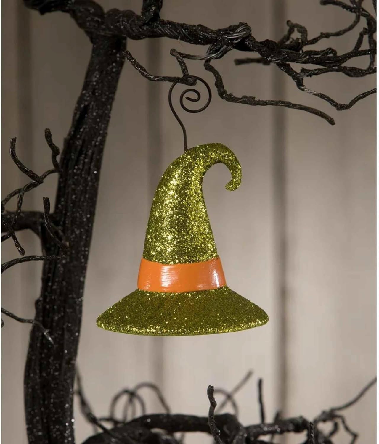 Bethany Lowe Sombrero De Bruja Verde Glitter Polyresin Halloween Lugar Tarjetero – Un Adorno 4.5 Pulgadas – Tf2235 – Verde