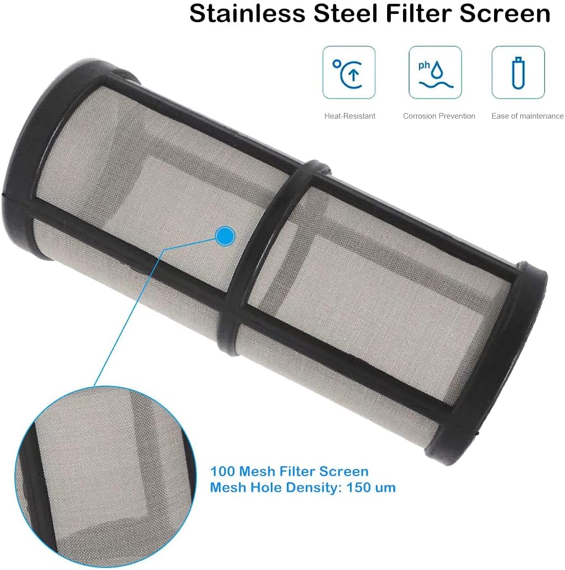 Colador en línea hembra NPT de 34 pulgadas con pantalla de filtro de acero inoxidable de malla 100, filtro de sedimentos para tanque de agua de