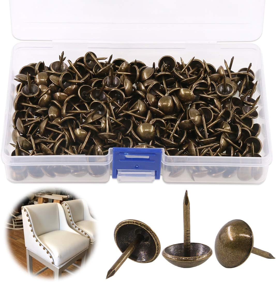 Keadic 300 piezas de 716 pulgadas de diámetro, tachuelas de tapicería antiguas para muebles tapizados, tableros de corcho o proyectos de bricolaje,