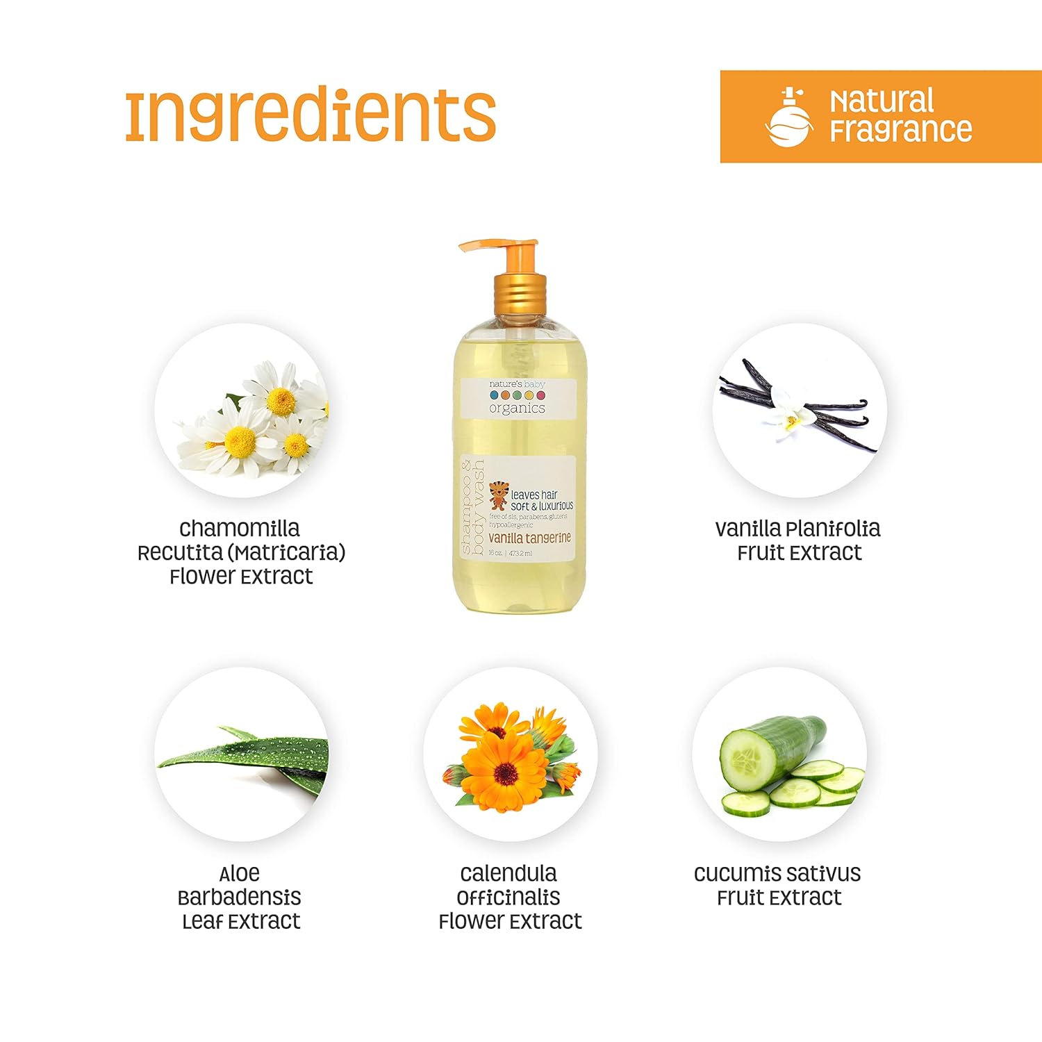 Nature’s Baby 3 in 1 Baby Shampoo, Body Wash and Face Wash, Formulated for Problem and Sensitive Skin, No Sulfate or Artificial Fragrances, Vanilla