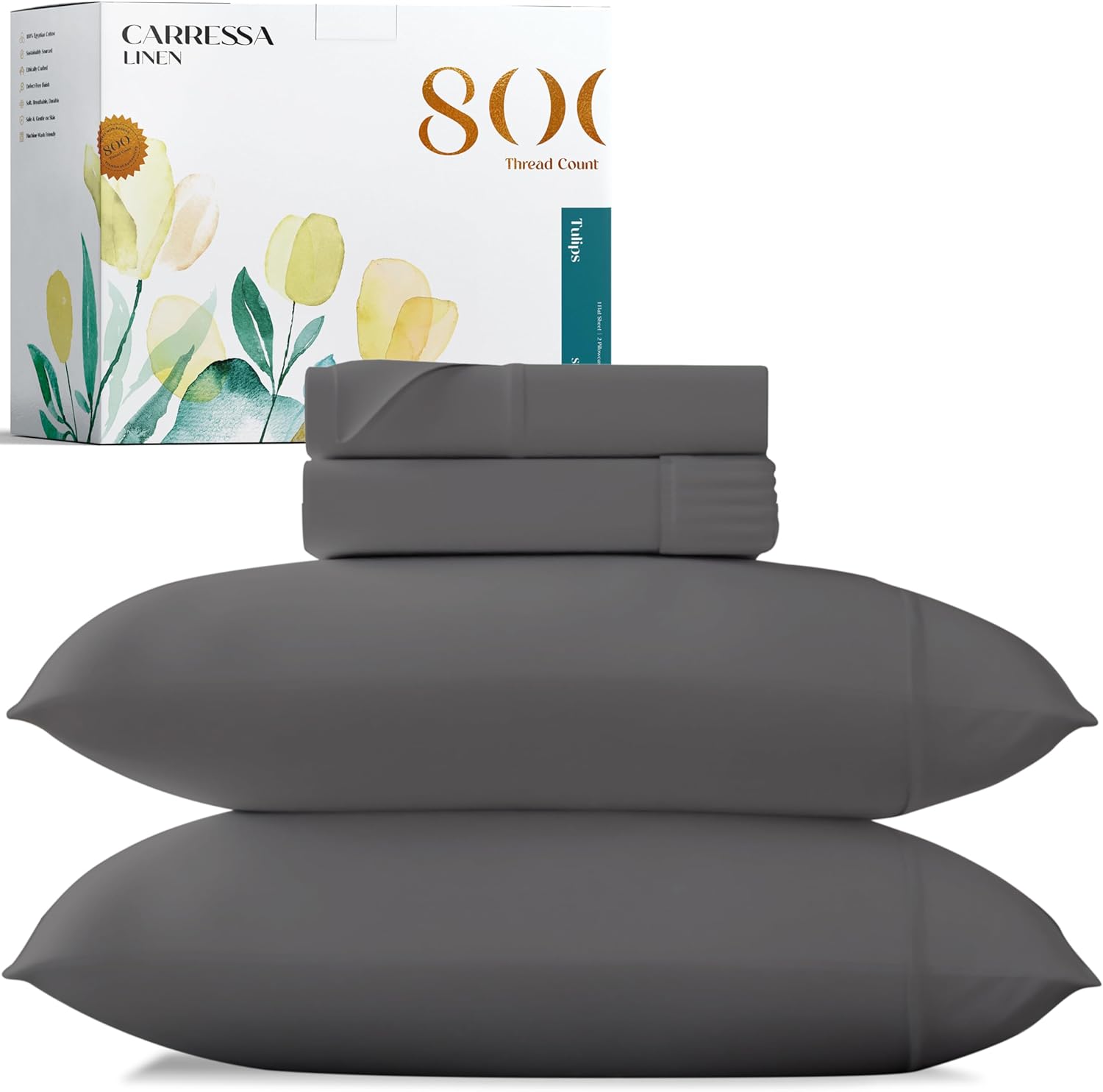 Carressa Linen – Juego de sábanas de 100% algodón (800 hilos)