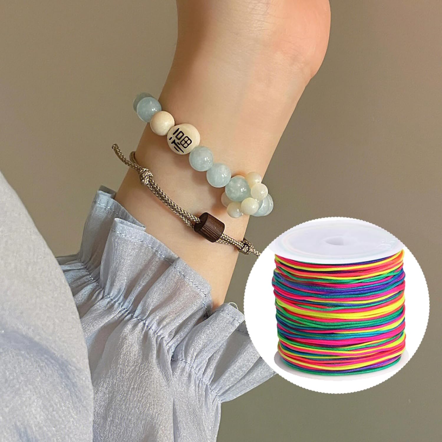 4 rollos de cuerda elástica para pulseras, cuerda elástica para hacer pulseras, cuerda de hilo arcoíris para pulseras de cuentas, collares, joyería,