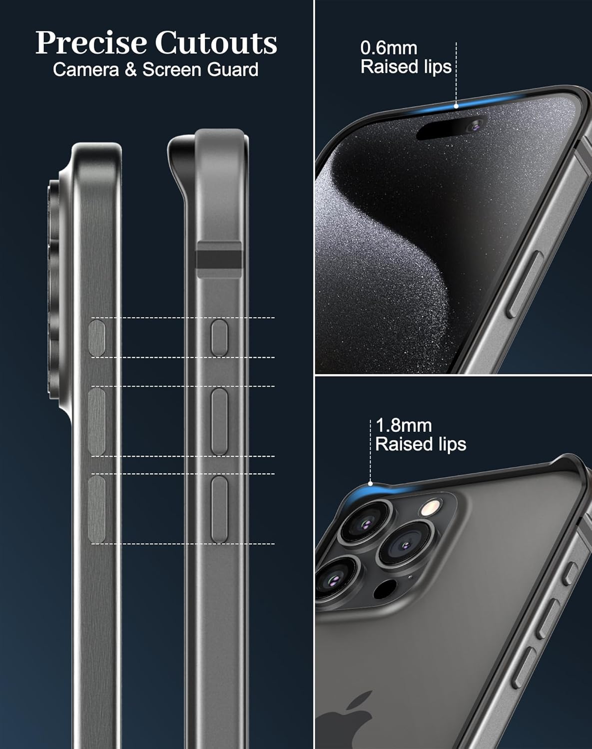 Funda delgada de metal para iPhone 15 Pro de 6.1 pulgadas, interior de TPU suave + parachoques chapado en metal, compatible con carga inalámbrica,