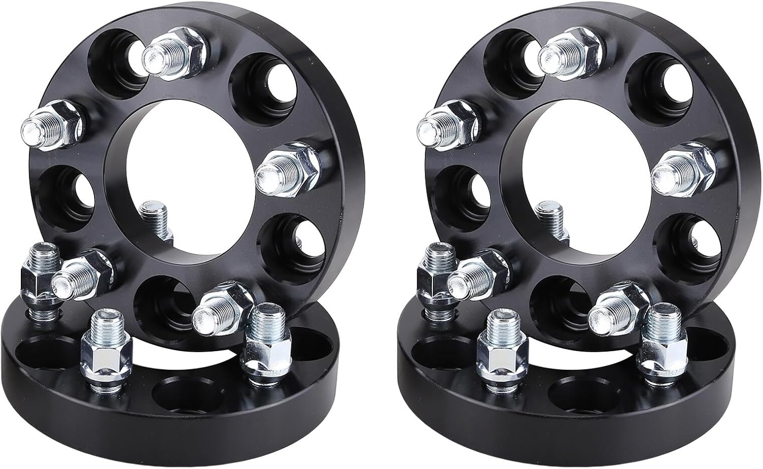 4 espaciadores de rueda centrados de brida de 1 pulgada y 5 x 4.5 pulgadas con pernos M14x1.5 de diámetro de 2.815 in compatibles con ChargerSRT
