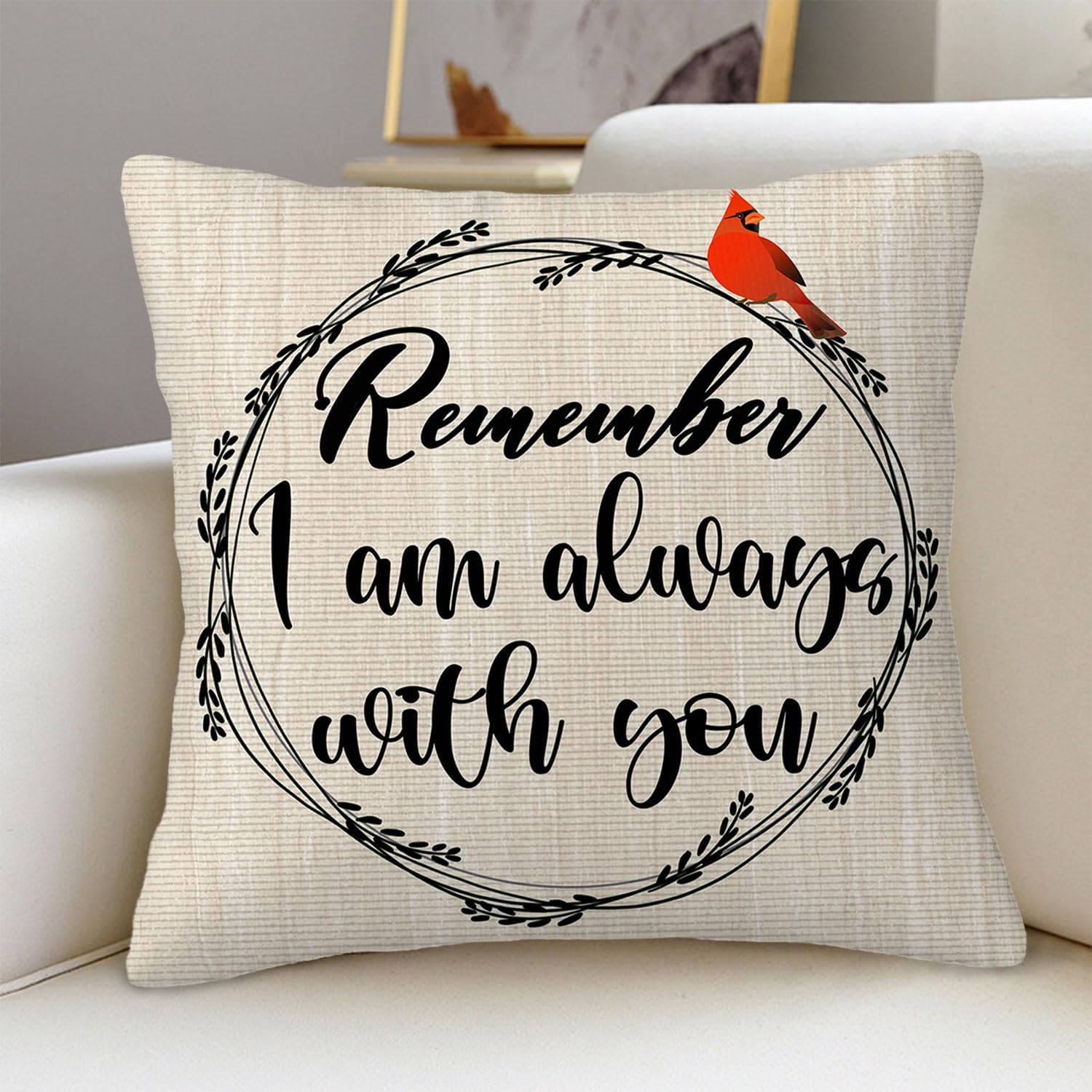 Fundas de almohada Remember I Am Always with You Cardinal – Fundas de almohada súper suaves de 18 x 18 pulgadas, funda de cojín cuadrada para