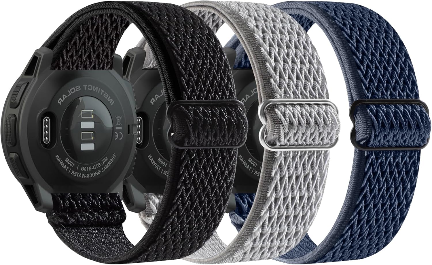 XRHWW Paquete de 3 correas de nailon Strecty de 0.866 in compatibles con Garmin InstinctInstinct 2 SolarTacticalSolarTideEsports