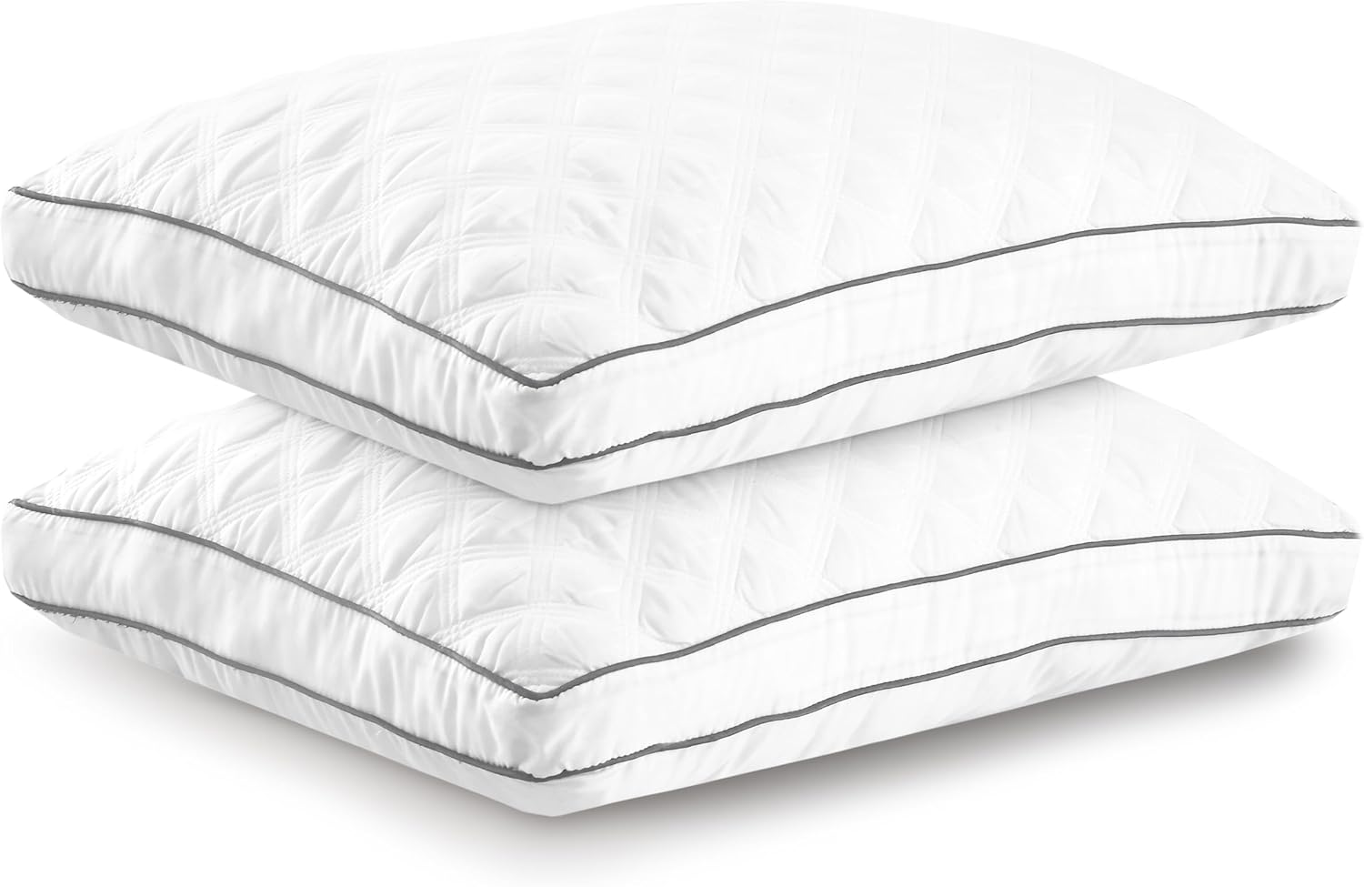 Lux Decor Collection – Juego de 2 almohadas con refuerzo, cómodas y transpirables para dormir, para dormir de lado, espalda y boca abajo (ribete