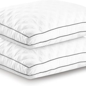 Lux Decor Collection – Juego de 2 almohadas con refuerzo, cómodas y transpirables para dormir, para dormir de lado, espalda y boca abajo (ribete Lux Decor Collection – Juego de 2 almohadas con refuerzo, cómodas y transpirables para dormir, para dormir de lado, espalda y boca abajo (ribete