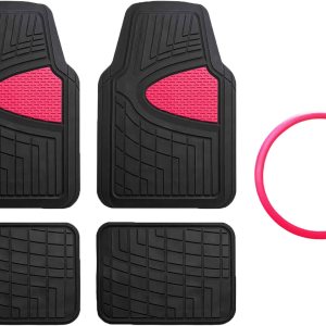 Alfombrillas para piso de automóvil FH-F11322 de FH GROUP, ultrarresistentes, goma de primera calidad, recortables, Rosado Alfombrillas para piso de automóvil FH-F11322 de FH GROUP, ultrarresistentes, goma de primera calidad, recortables, Rosado