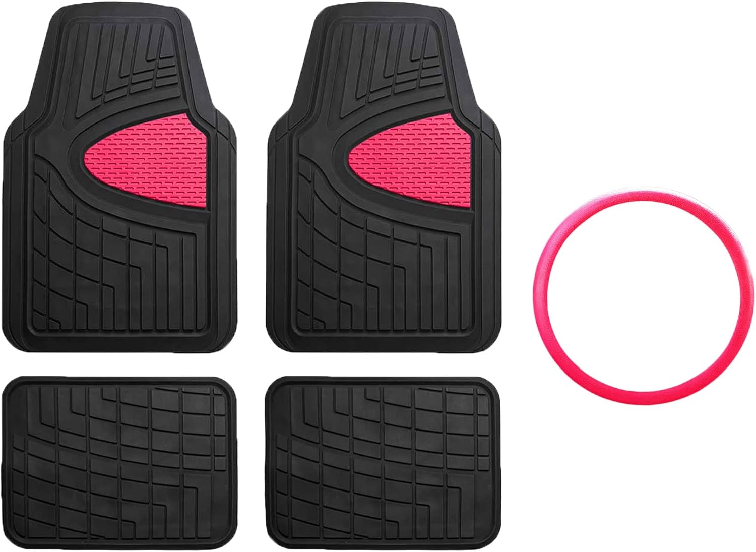 Alfombrillas para piso de automóvil FH-F11322 de FH GROUP, ultrarresistentes, goma de primera calidad, recortables, Rosado