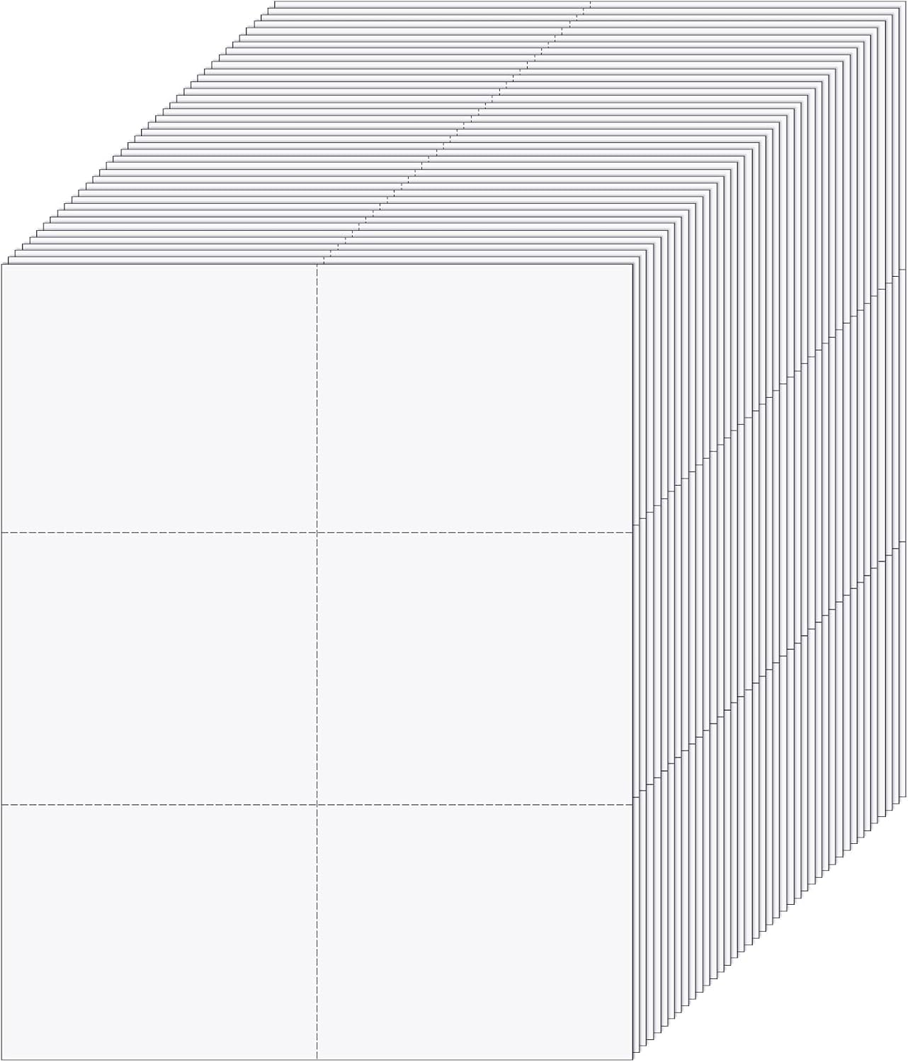 200 hojas de papel de cartulina perforada de 8-12 x 11 pulgadas, postales imprimibles, tarjetas de visita, 6 por página, cartulina en blanco de 150